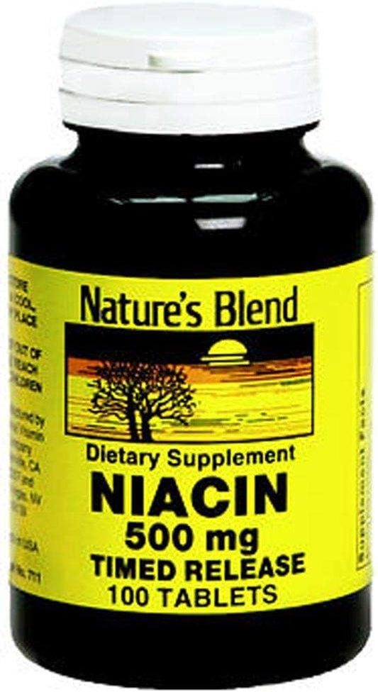 Organic Niacin Capsules - 500 mg, 100 Count - Natural Blend Formula