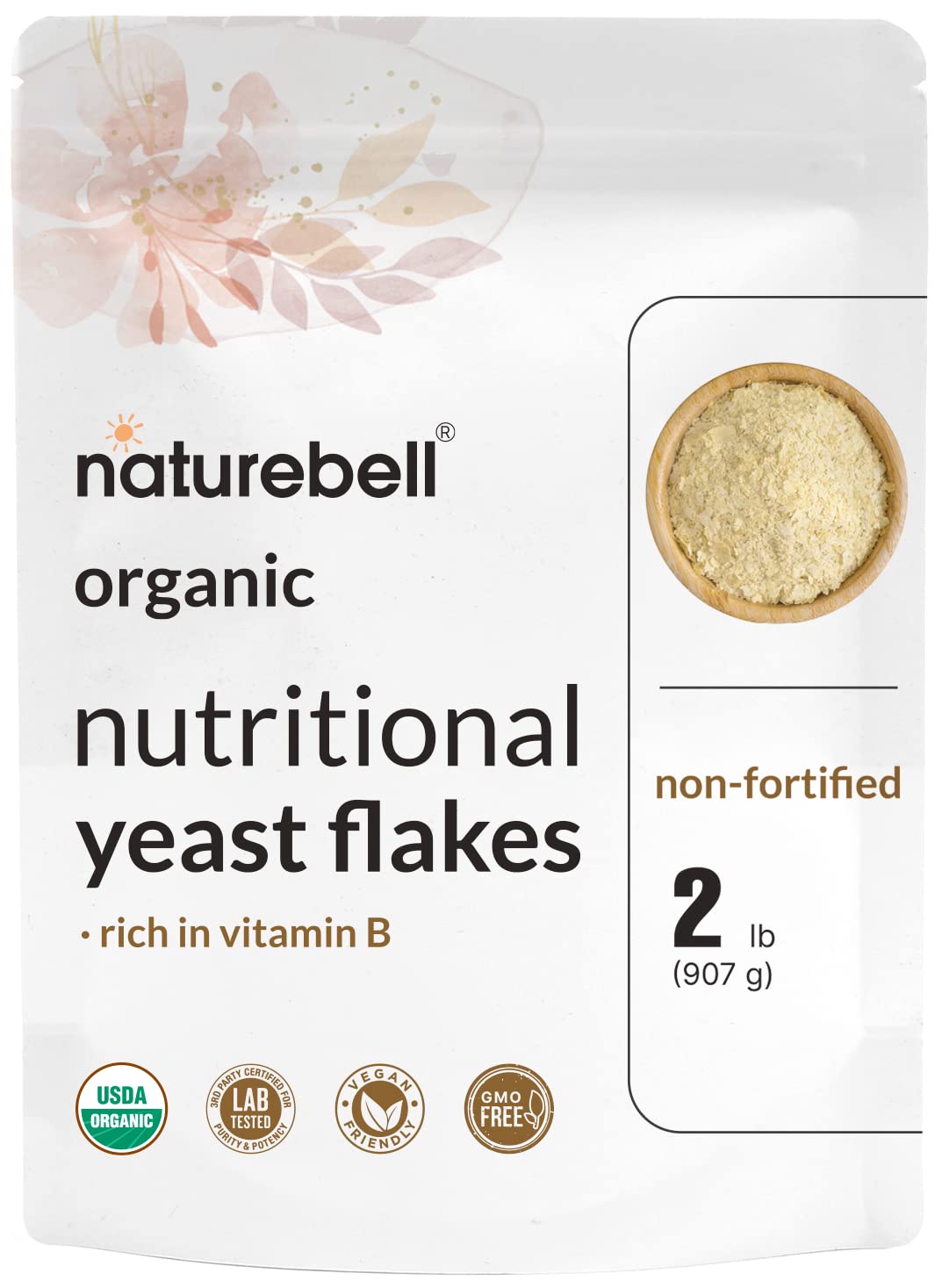 Organic Non-Fortified Nutritional Yeast Flakes 2lb - Vegan Cheese Substitute, Dairy Free Seasoning - High Protein & B Complex Vitamins - Keto, Non-GMO