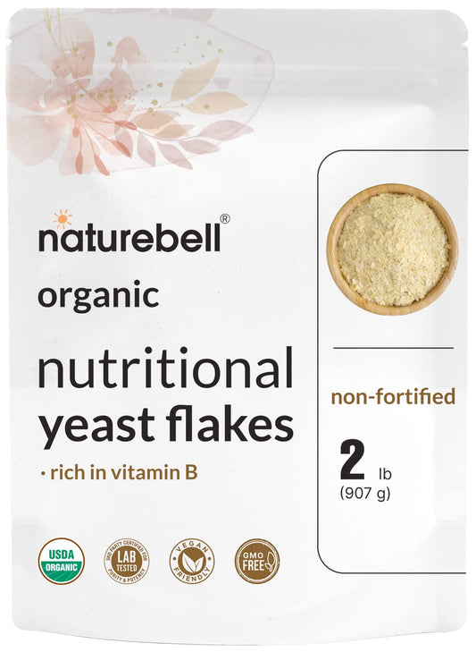 Organic Non-Fortified Nutritional Yeast Flakes 2lb - Vegan Cheese Substitute, Dairy Free Seasoning - High Protein & B Complex Vitamins - Keto, Non-GMO