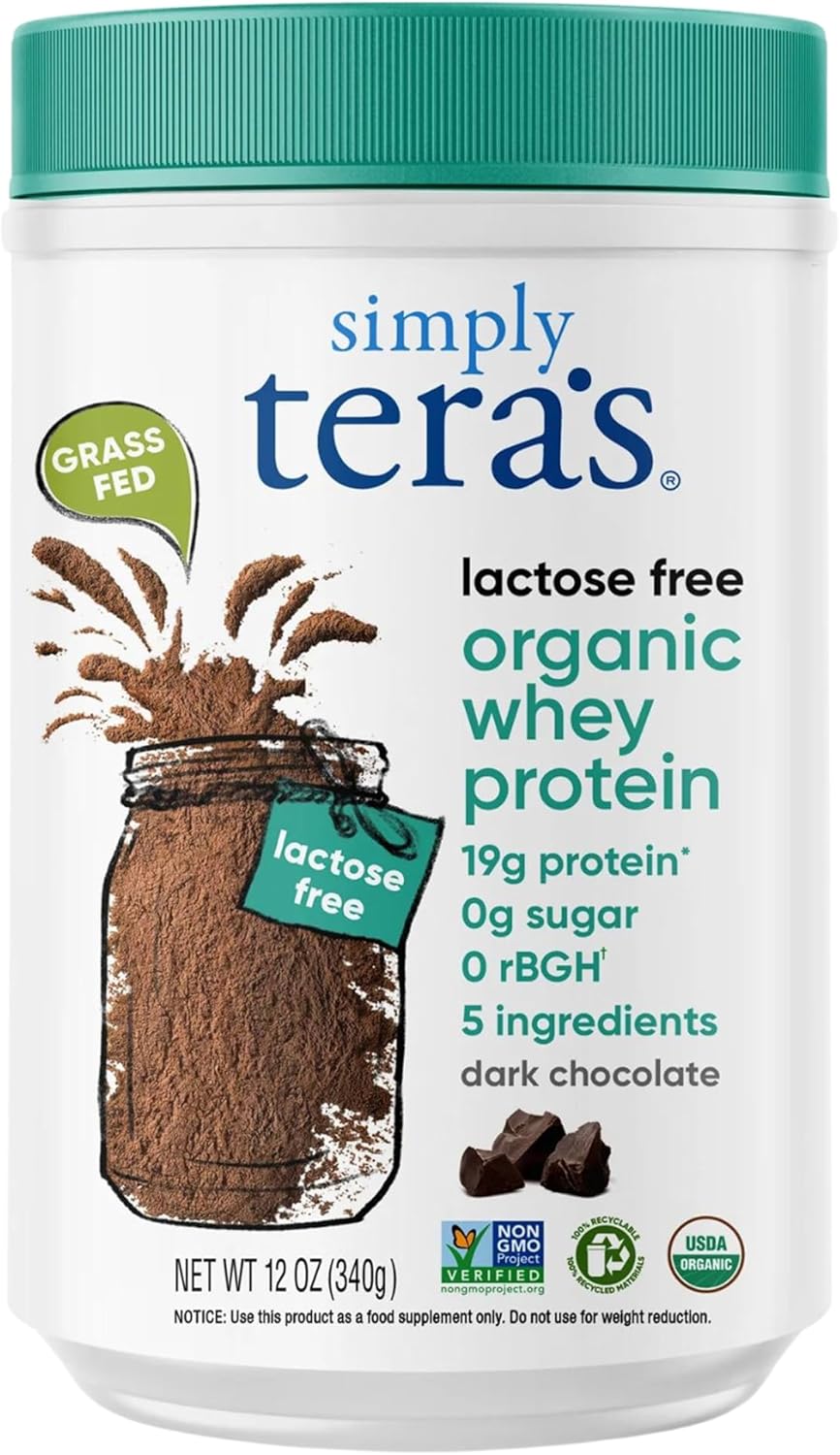 Organic Non-GMO Dark Chocolate Lactose Free Whey Protein Powder - 12 Oz