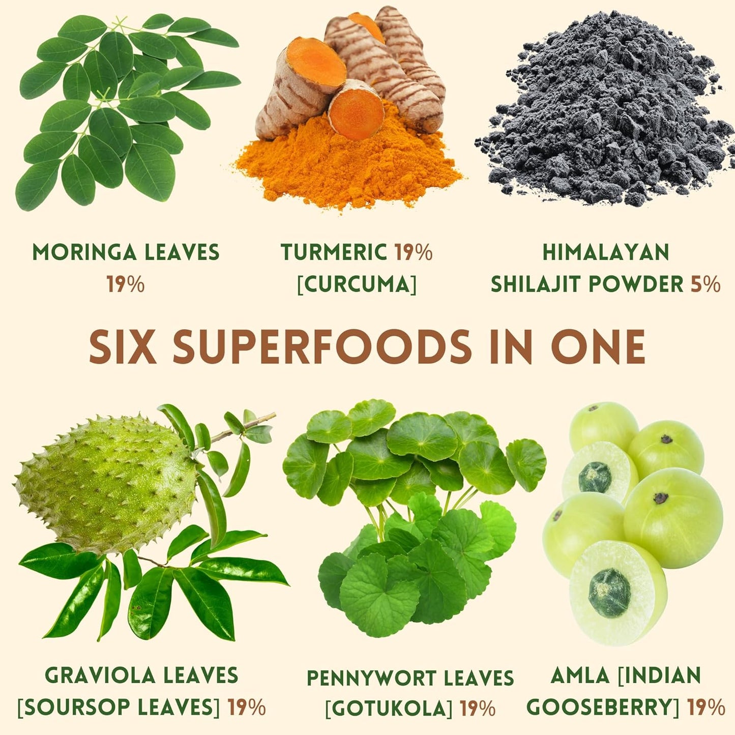 Organic Non-GMO Green Juice Blend Powder with Moringa, Shilajit, Turmeric, Soursop, Gotukola, and Amla | 3-Month Supply_Approximately