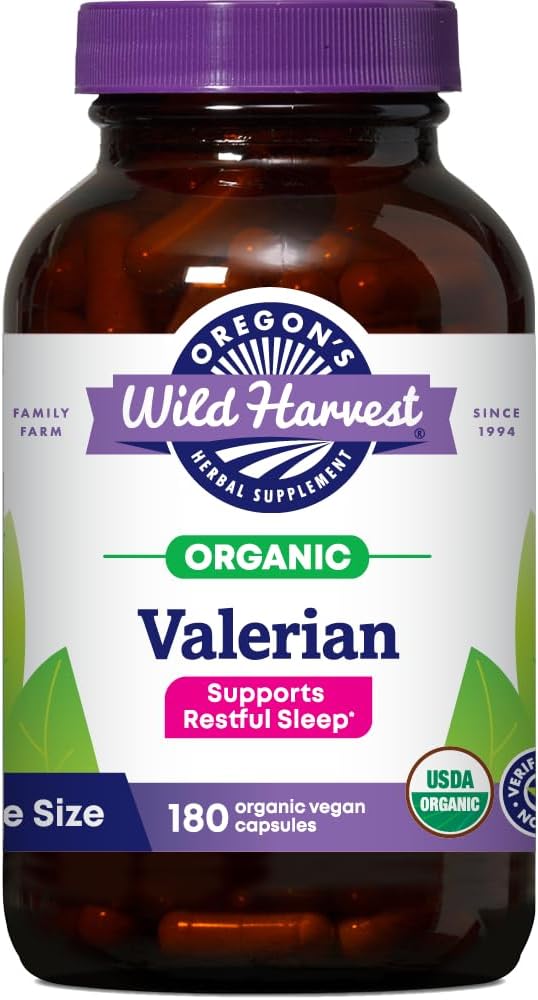 Organic Non-GMO Valerian Capsules for Sleep Aid - 180 Count by Oregon's Wild Harvest