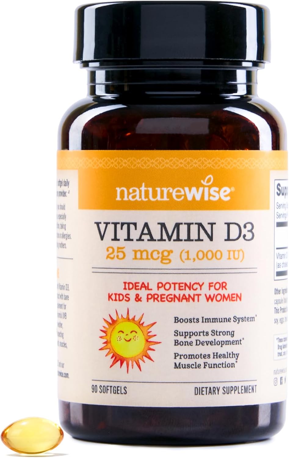 Organic Non-GMO Vitamin D3 1000iu (25 mcg) Mini Softgel Supplement - 90-Day Immune Support & Bone Health Supply