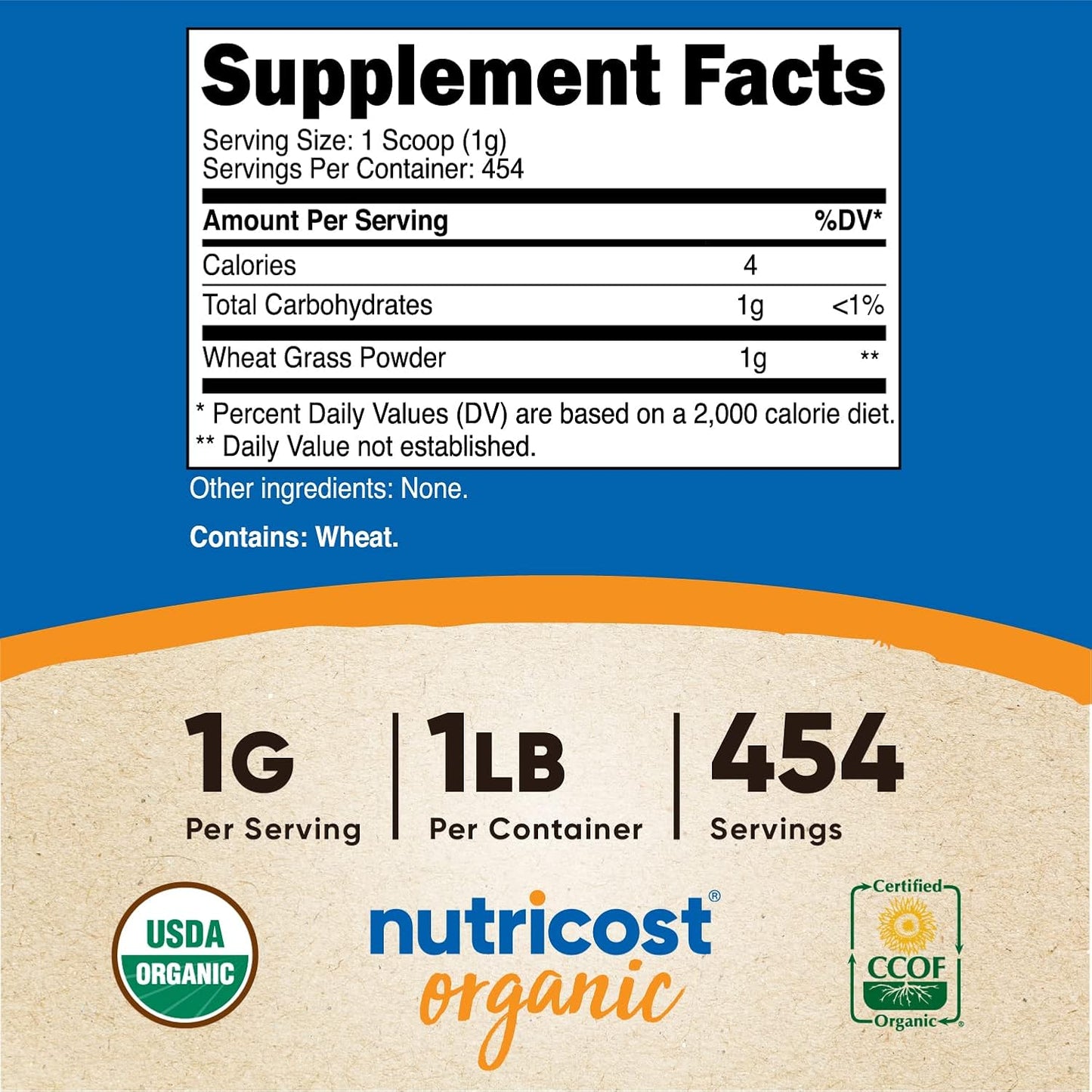 Organic Non-GMO Wheatgrass Powder - 1 LB by Nutricost, Superfood Supplement - BoostGo Australia