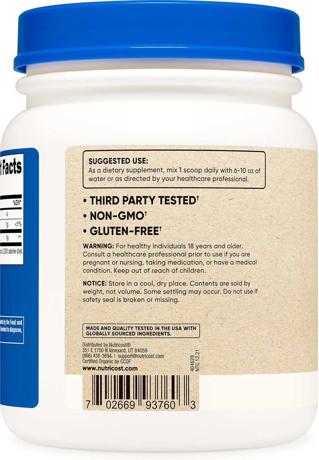 Organic Non-GMO Wheatgrass Powder - 1 LB by Nutricost, Superfood Supplement - BoostGo Australia