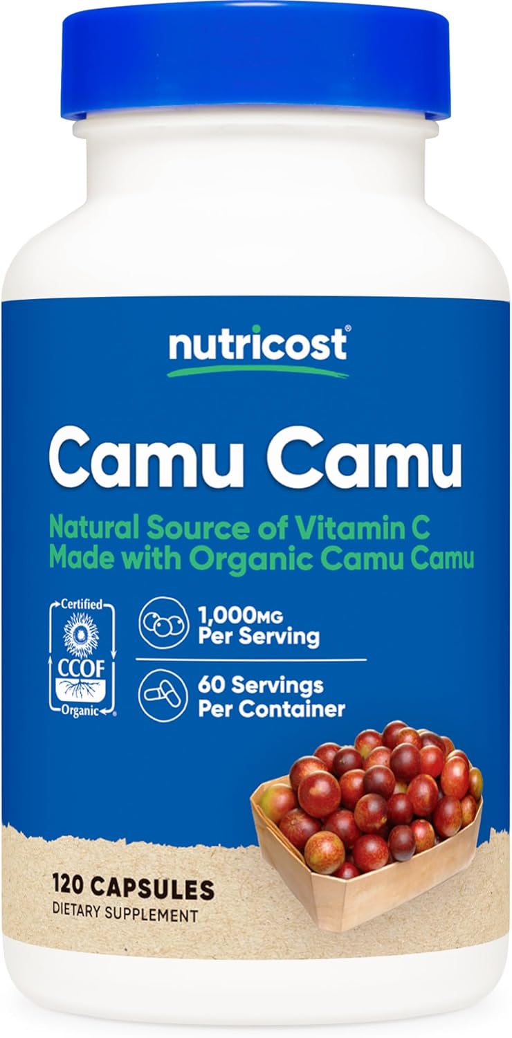 Organic Nutricost Camu Camu Capsules 1000mg - 120 Count, CCOF Certified, Non-GMO, Gluten Free
