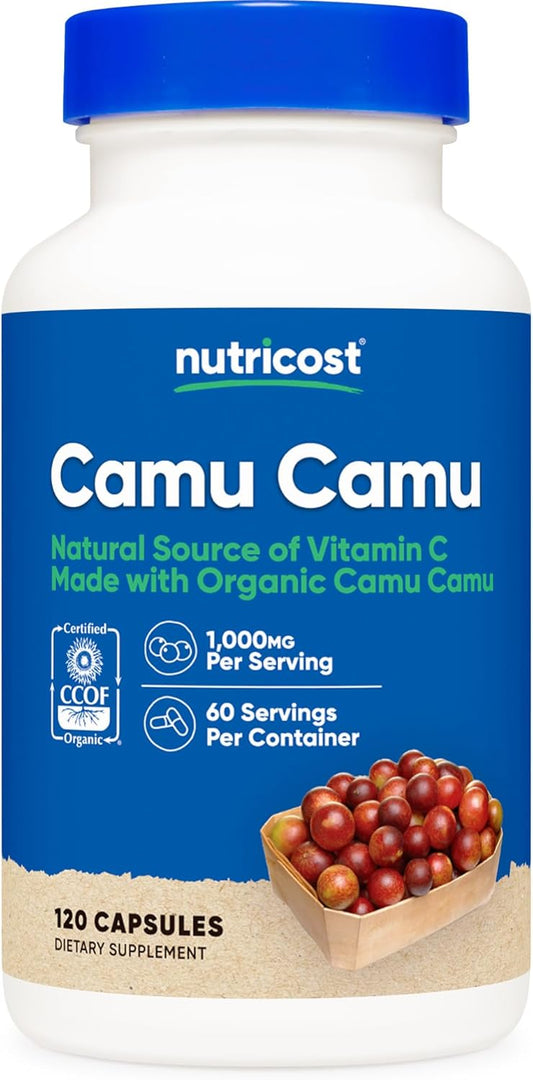 Organic Nutricost Camu Camu Capsules 1000mg - 120 Count, CCOF Certified, Non-GMO, Gluten Free