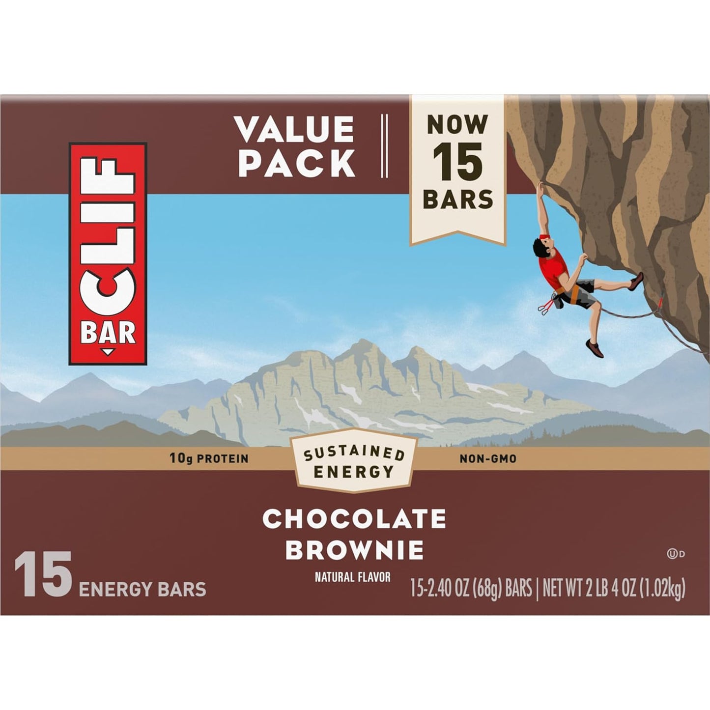 Organic Oats Chocolate Brownie Energy Bars - Non-GMO Plant Based Protein Bars (15 Pack)