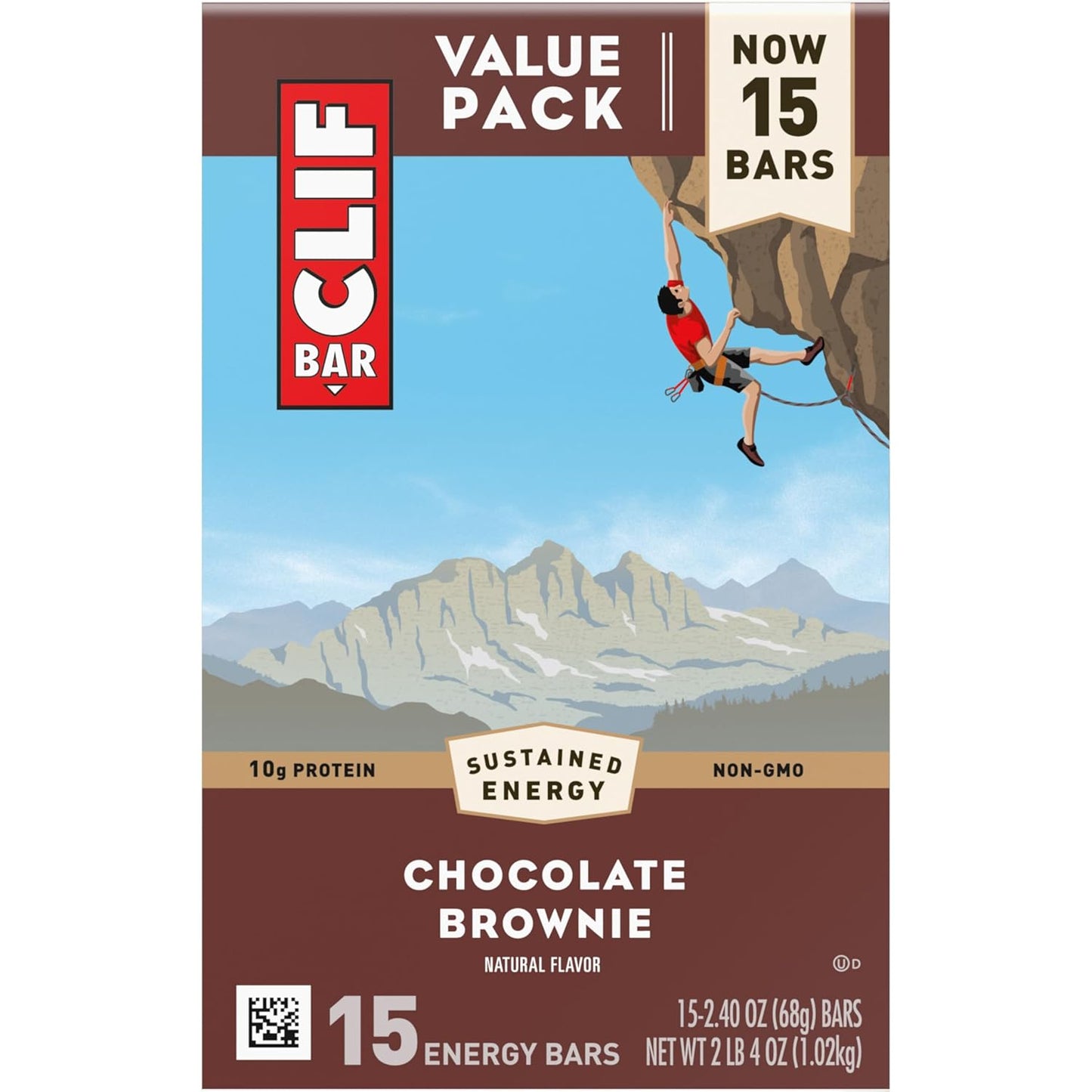 Organic Oats Chocolate Brownie Energy Bars - Non-GMO Plant Based Protein Bars (15 Pack)