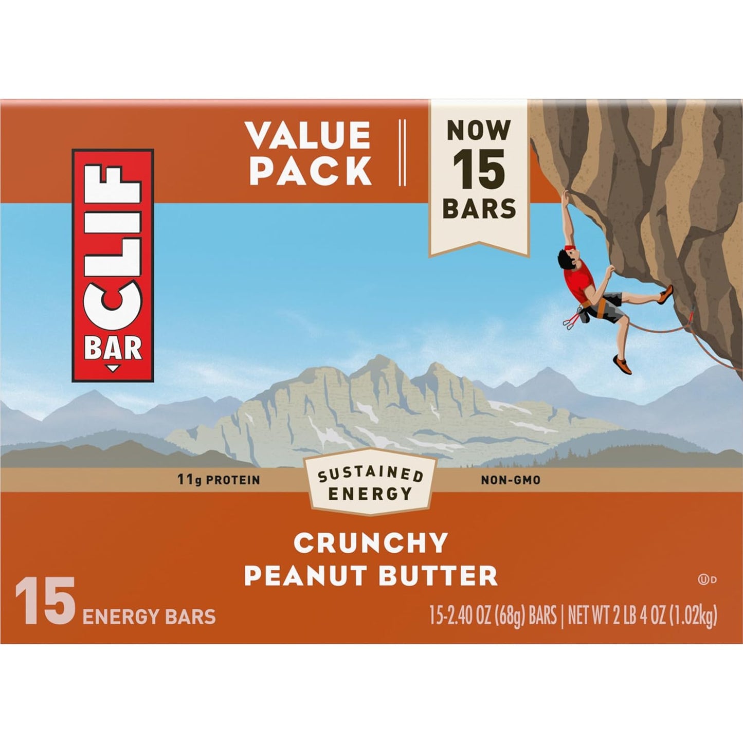 Organic Oats Crunchy Peanut Butter Energy Bars with Plant-Based Protein (15 Pack)