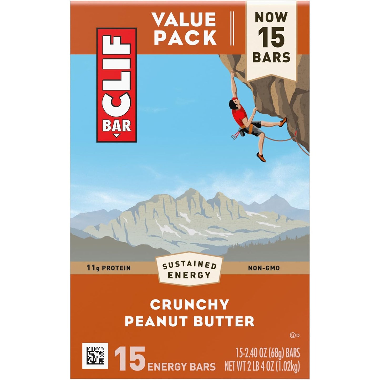 Organic Oats Crunchy Peanut Butter Energy Bars with Plant-Based Protein (15 Pack)