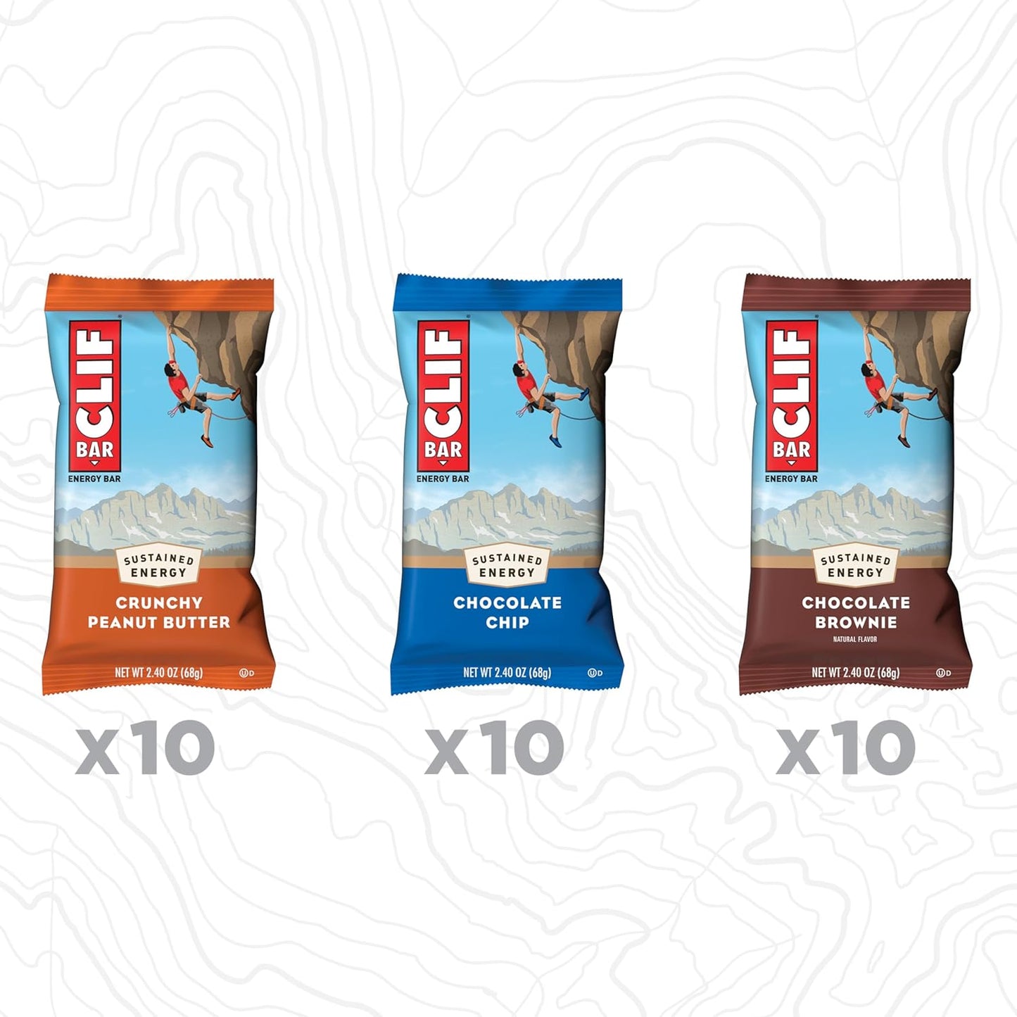 Organic Oats Energy Bars Variety Pack - Plant Based Protein - Non-GMO - 30 Bars, 3 Flavors, 6 Boxes