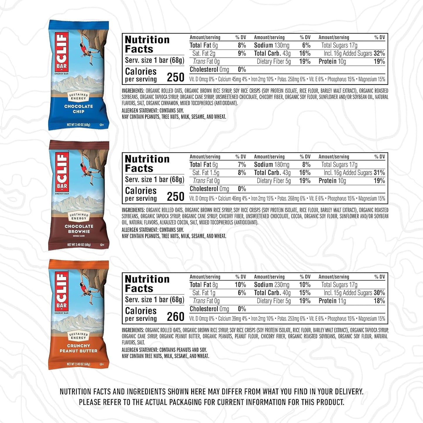 Organic Oats Energy Bars Variety Pack - Plant Based Protein - Non-GMO - 30 Bars, 3 Flavors, 6 Boxes
