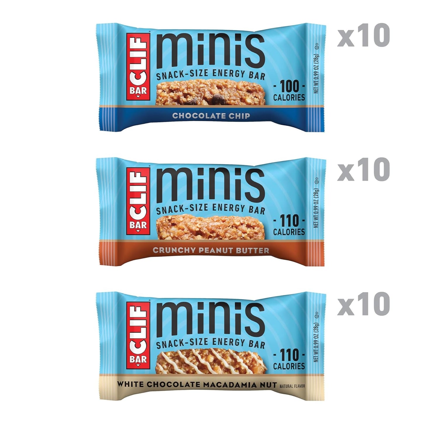 Organic Oats Plant Based Protein Snack Bars - CLIF BAR Mini Variety Pack - Non-GMO - 0.99 oz. (30 Count)