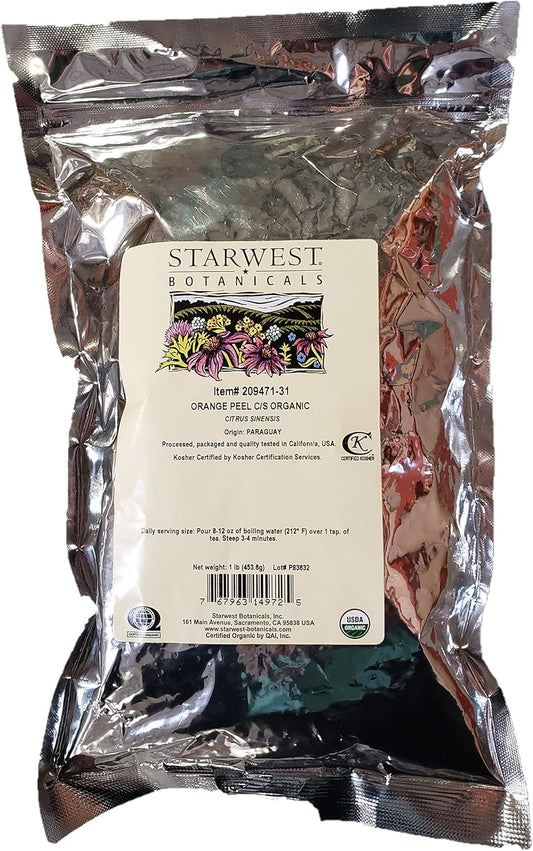 Organic Orange Peel Powder - 1 lb - Citrus sinensis - Starwest Botanicals