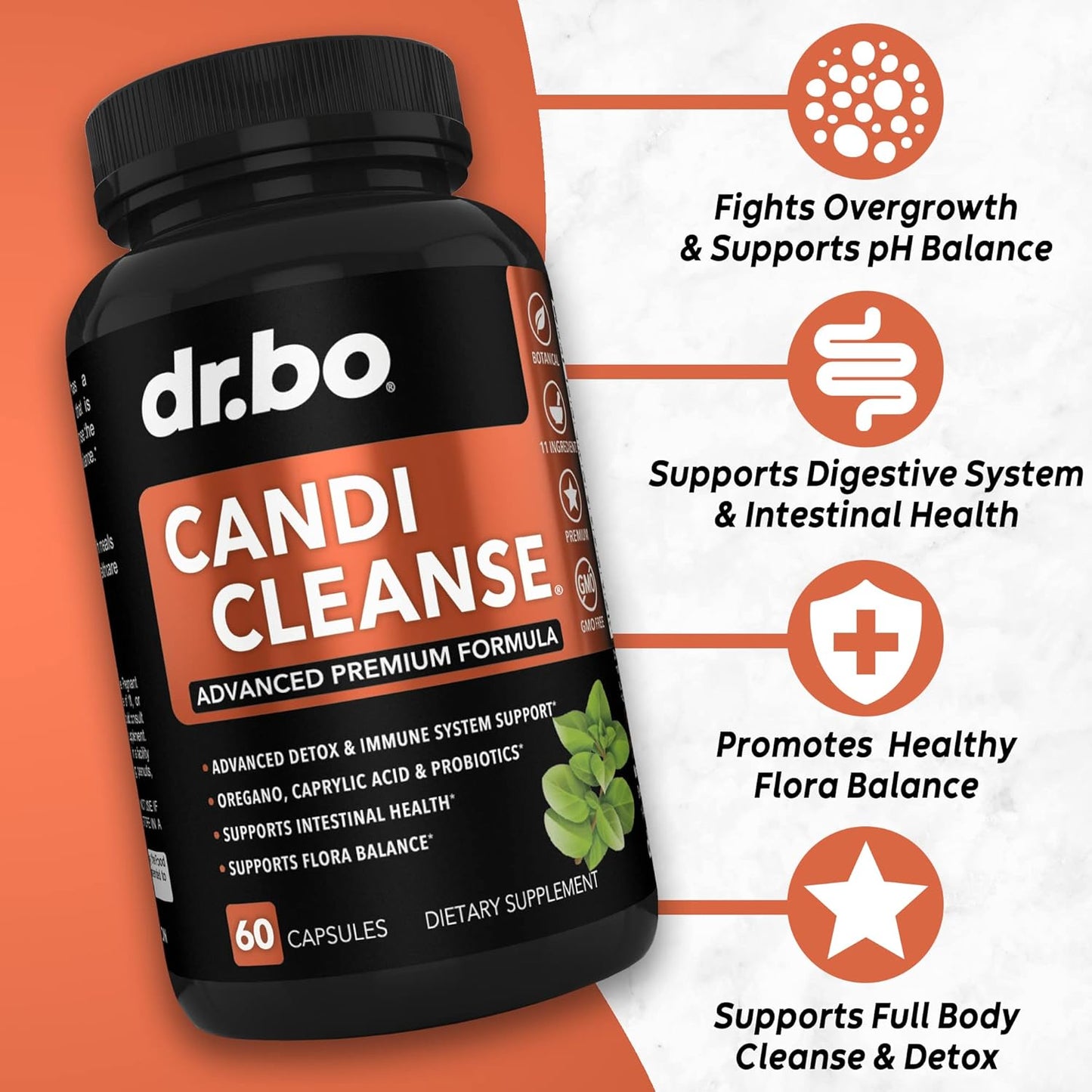 Organic Oregano Oil & Black Walnut Wormwood Cleanse - Natural Gut Detox Support Supplement with Caprylic Acid Capsules