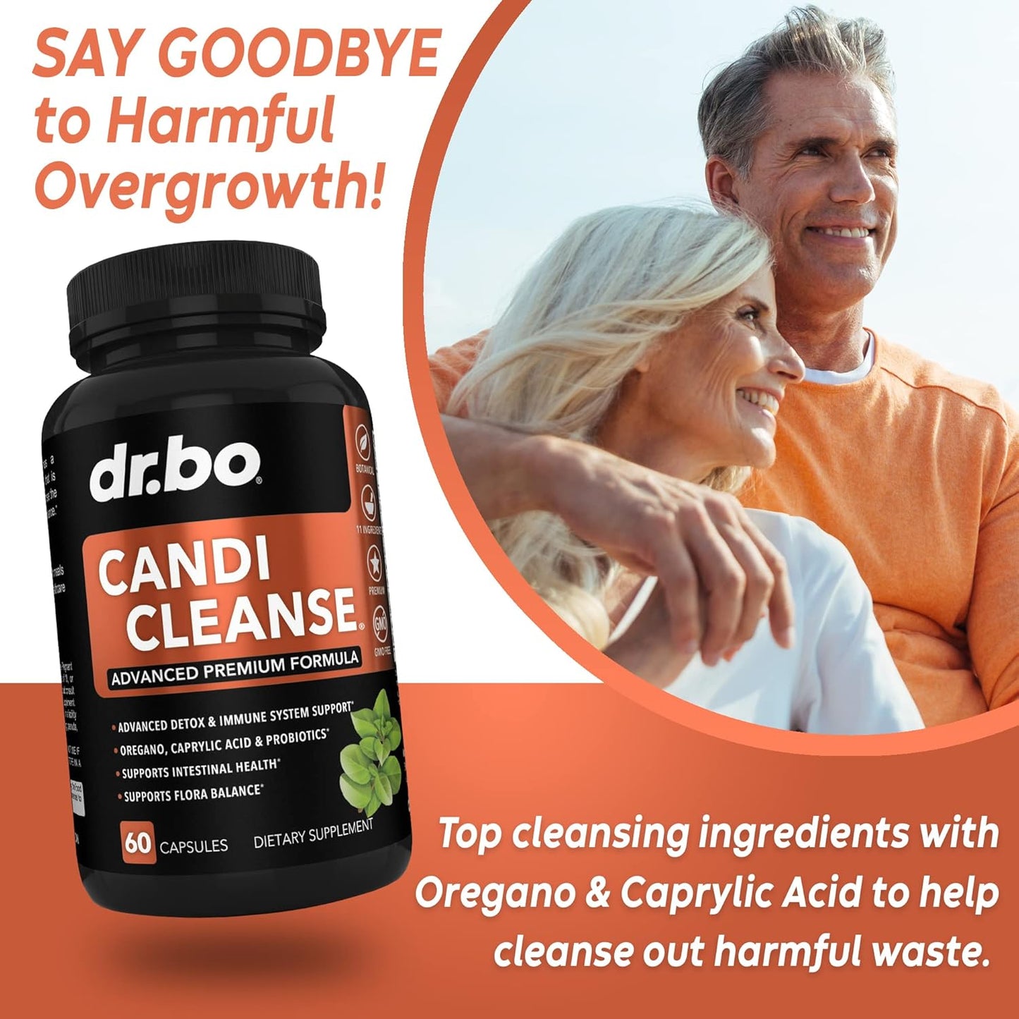 Organic Oregano Oil & Black Walnut Wormwood Cleanse - Natural Gut Detox Support Supplement with Caprylic Acid Capsules