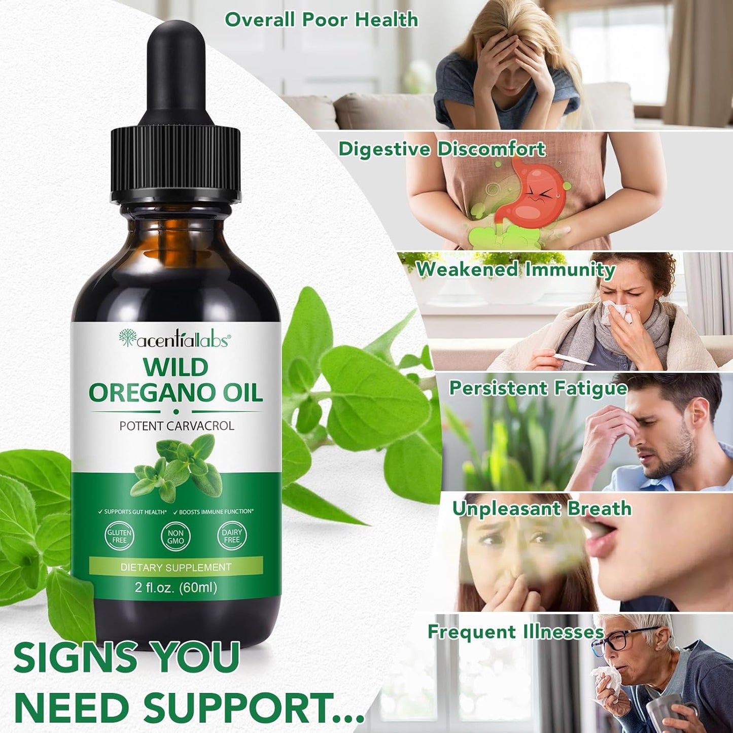 Organic Oregano Oil Liquid Drops - Concentrated Plant Extract for Immune Support and Energy - Vegan 60ML/2 Fl Oz