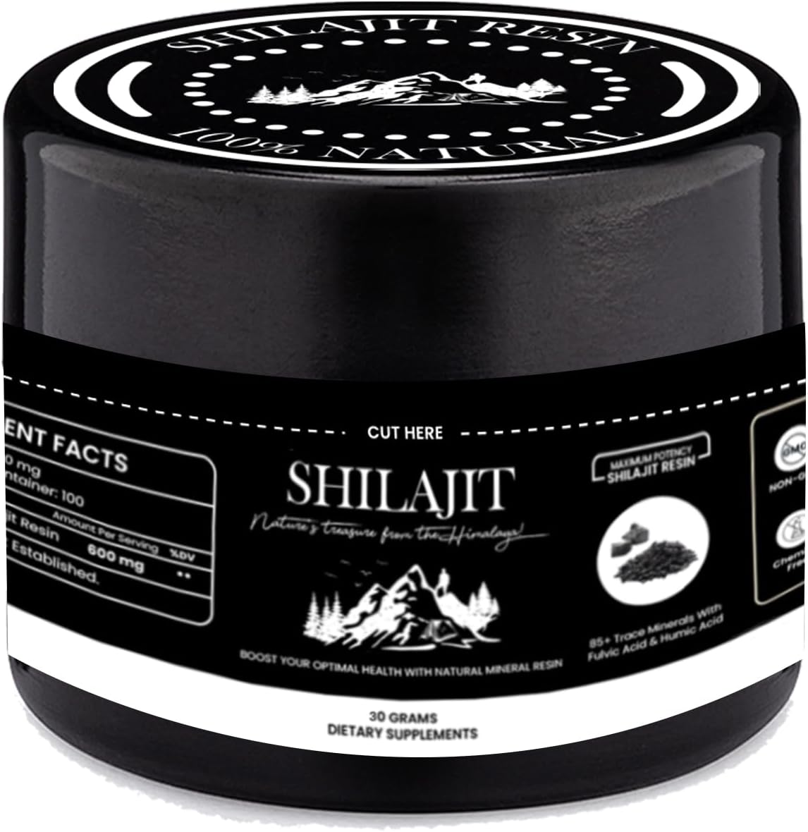 Organic Pacific Pelican Shilajit Resin - Pure Himalayan Shilajit with Fulvic Acid & 85+ Trace Minerals - Boosts Energy, Immunity, and Men's Health - 30g