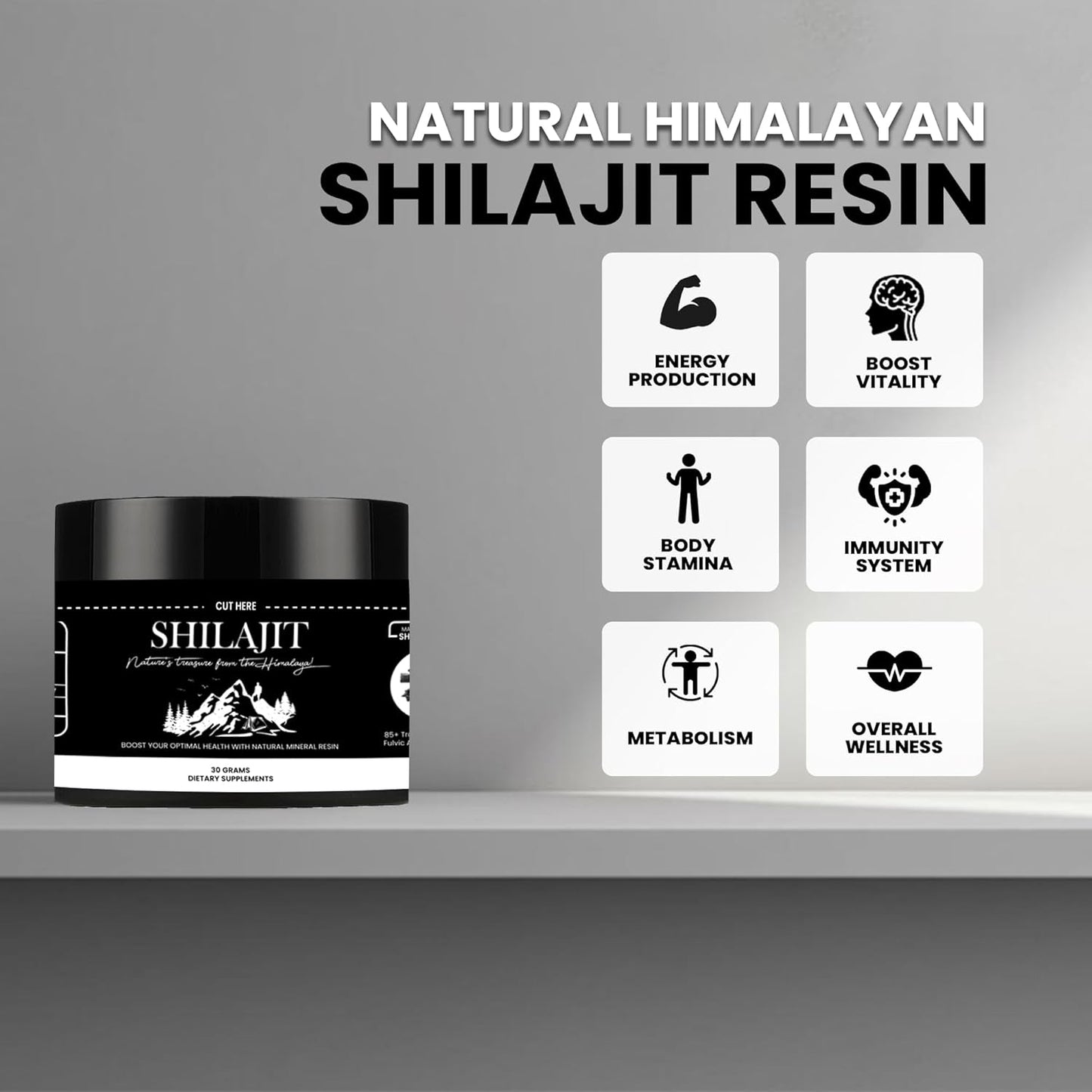Organic Pacific Pelican Shilajit Resin - Pure Himalayan Shilajit with Fulvic Acid & 85+ Trace Minerals - Boosts Energy, Immunity, and Men's Health - 30g