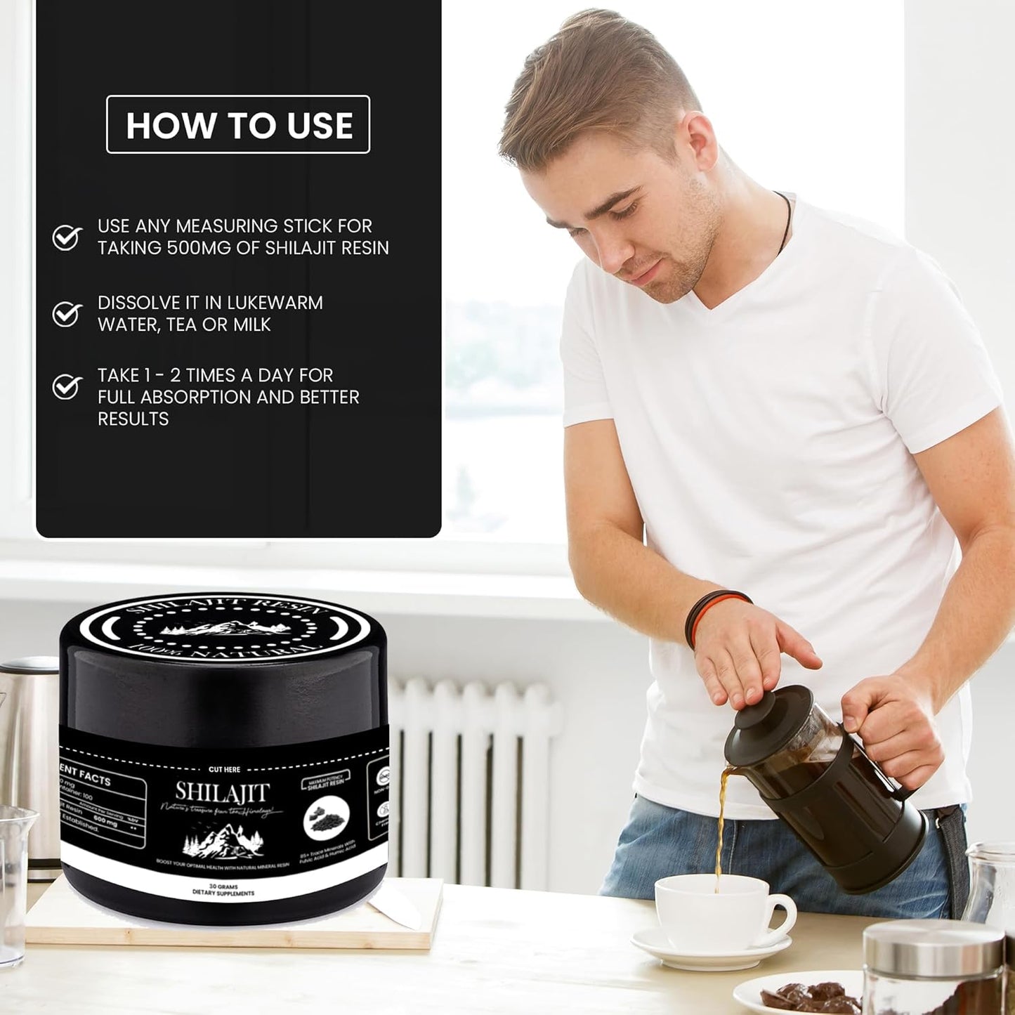 Organic Pacific Pelican Shilajit Resin - Pure Himalayan Shilajit with Fulvic Acid & 85+ Trace Minerals - Boosts Energy, Immunity, and Men's Health - 30g