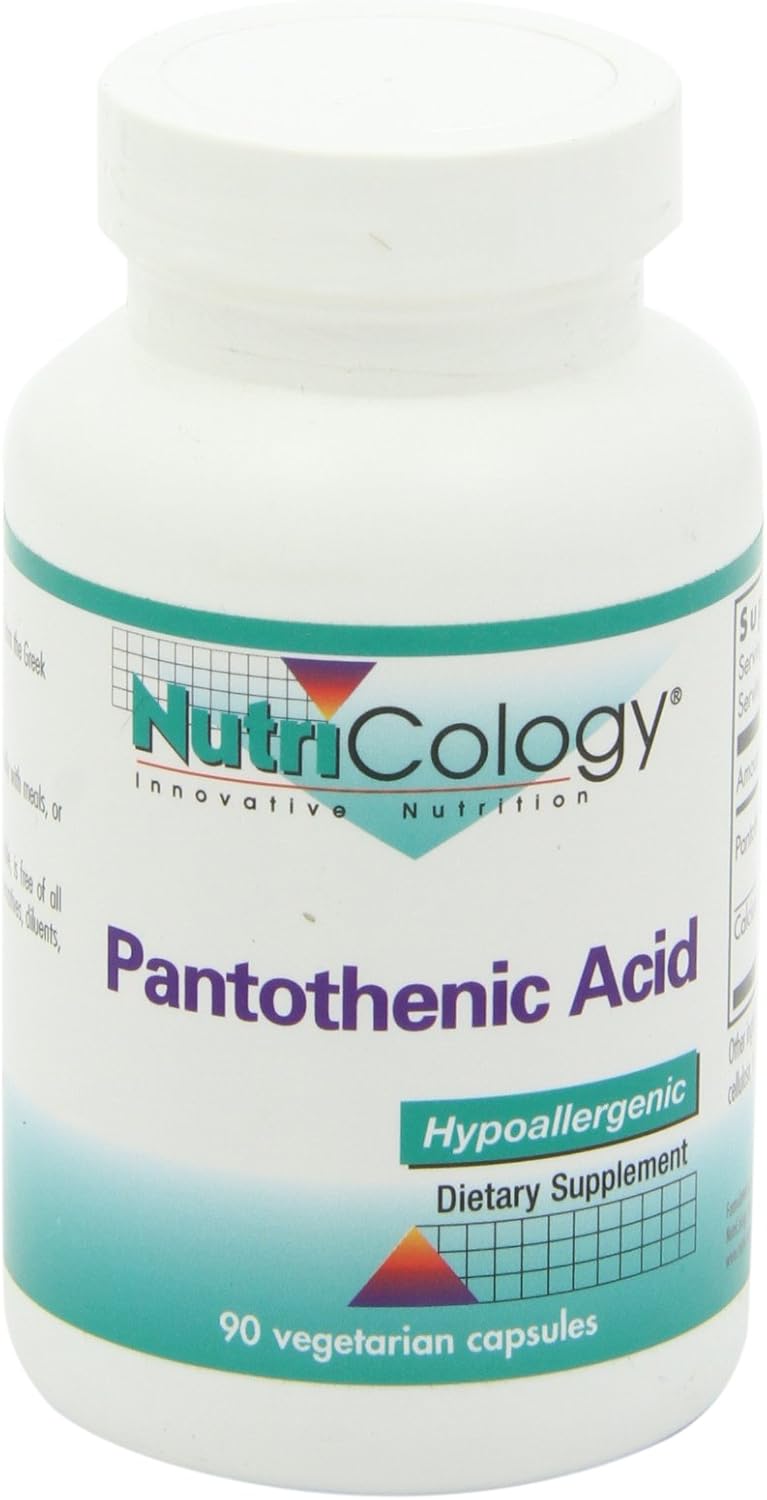 Organic Pantothenic Acid (Vitamin B5) 500mg Supplement - Pure Calcium - Vegetarian Capsules for Men & Women - 90 Count