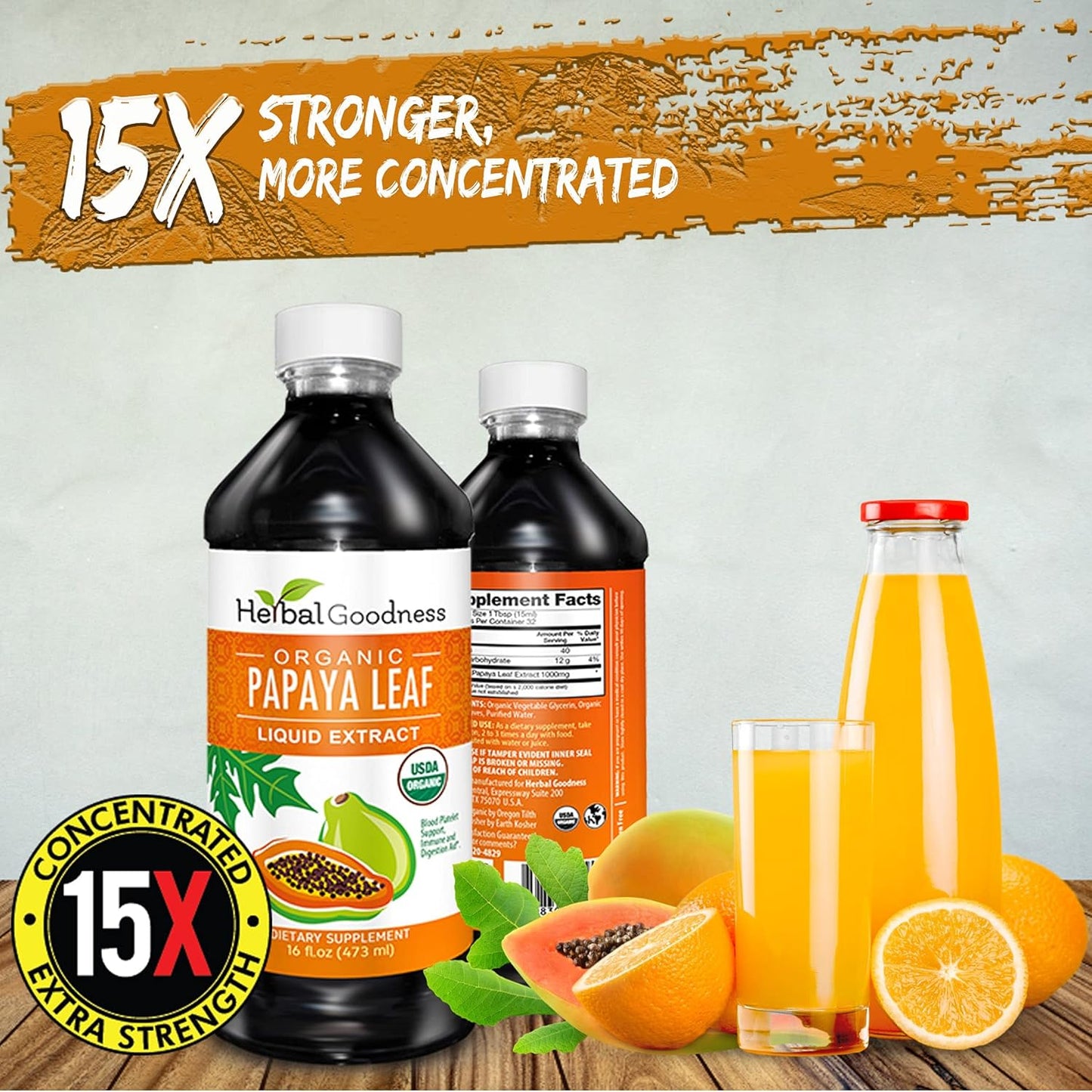 Organic Papaya Leaf Extract - Boost Blood Platelets, Support Bone Marrow & Spleen, Improve Immune & Gut Health - 16 oz Liquid Extract