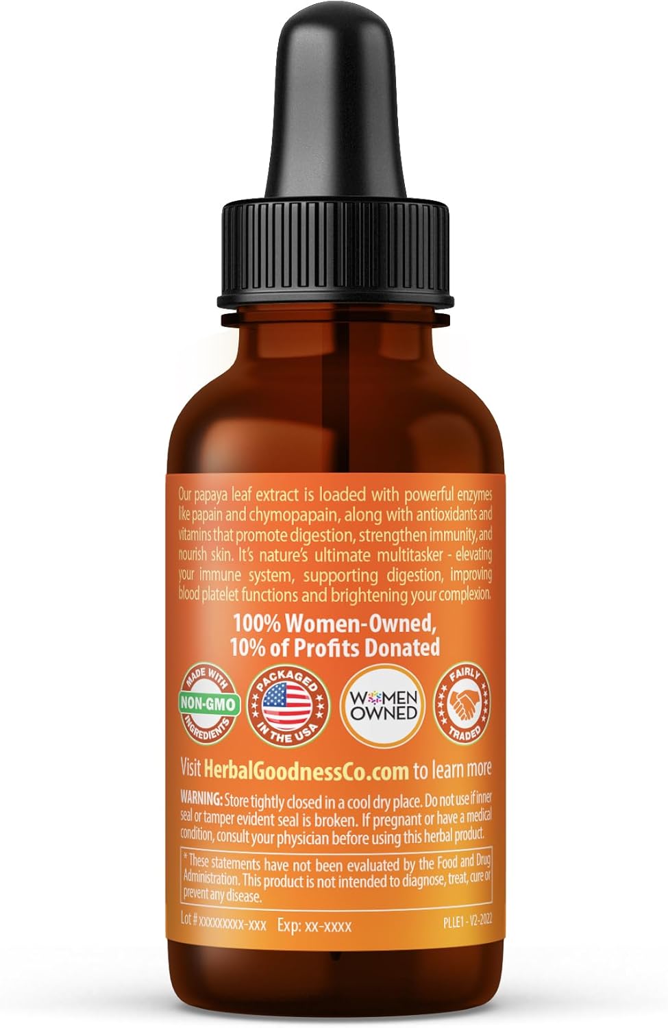 Organic Papaya Leaf Liquid Extract for Platelet Support - Immune & Digestive Health - 1oz