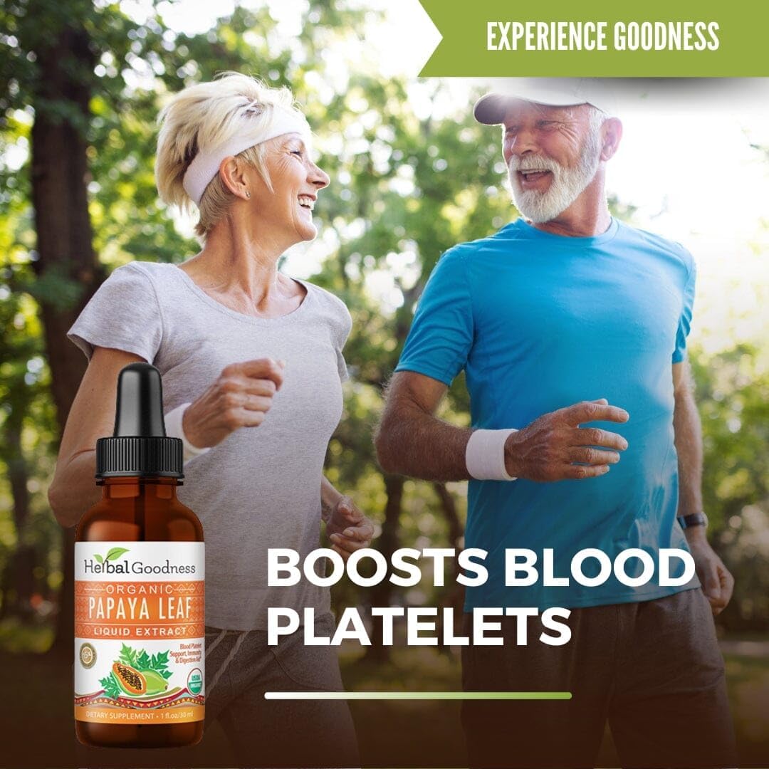 Organic Papaya Leaf Liquid Extract for Platelet Support - Immune & Digestive Health - 1oz