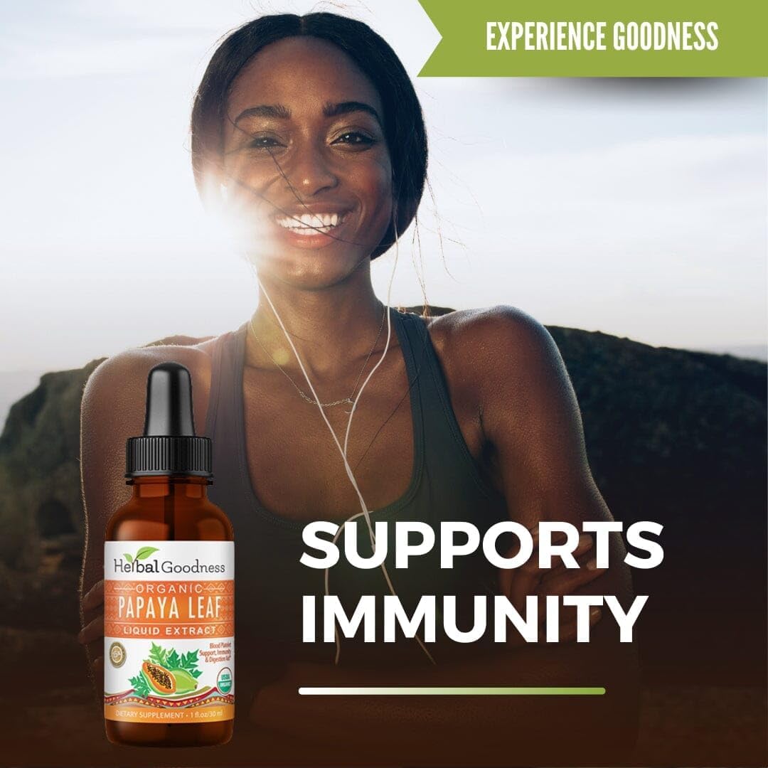 Organic Papaya Leaf Liquid Extract for Platelet Support - Immune & Digestive Health - 1oz