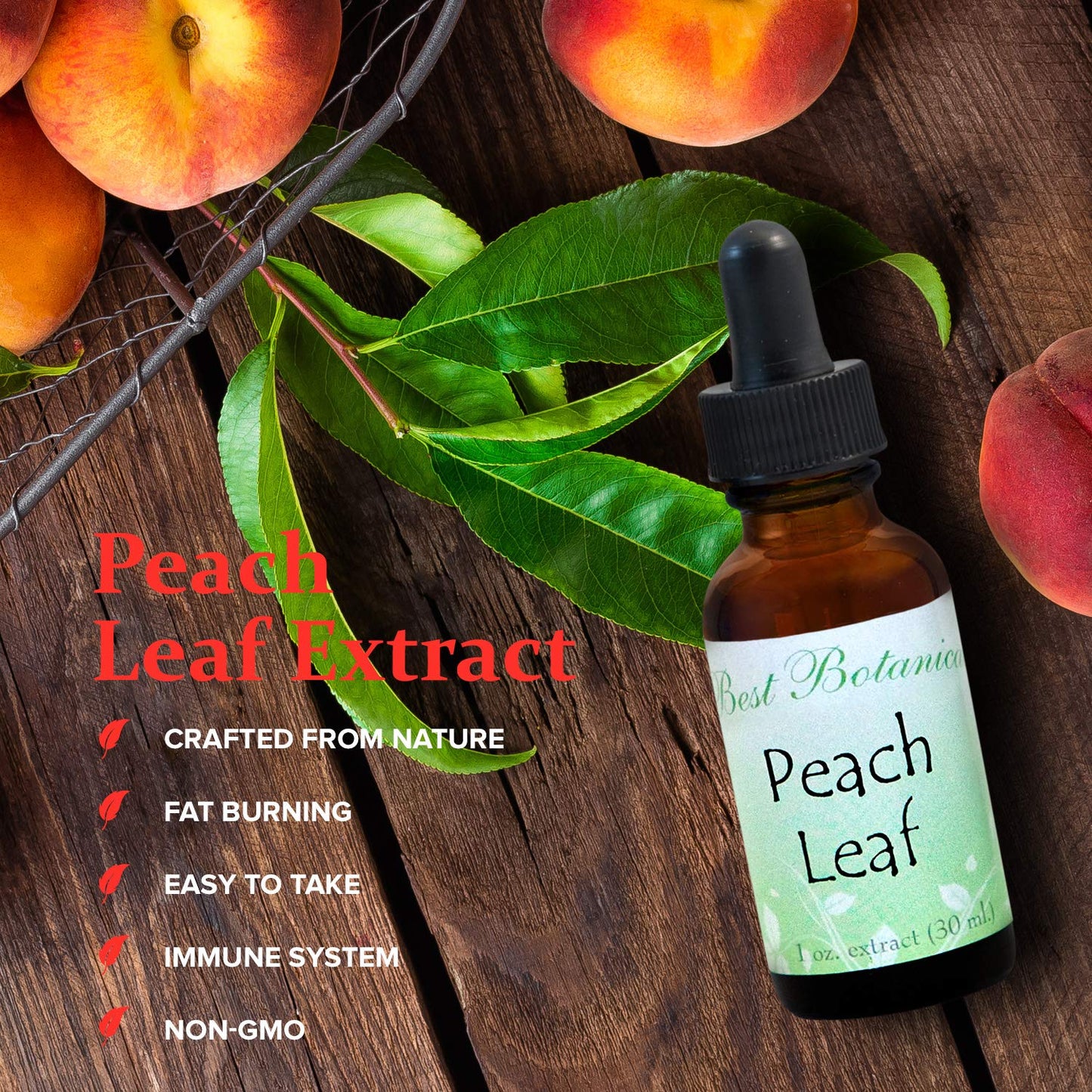 Organic Peach Leaf Extract - 1 oz - Top Quality Botanicals