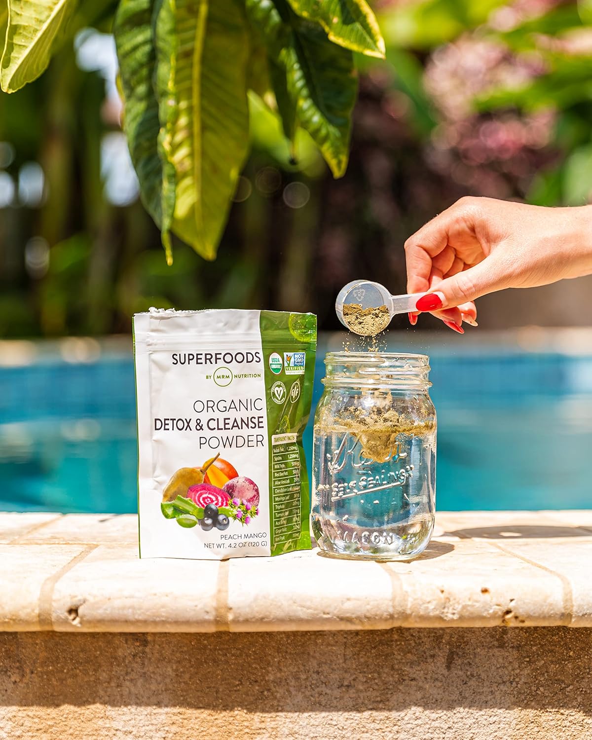 Organic Peach Mango Detox Powder with Superfoods and Antioxidants - Gentle Daily Cleanse (15 Servings) - BoostGo Australia