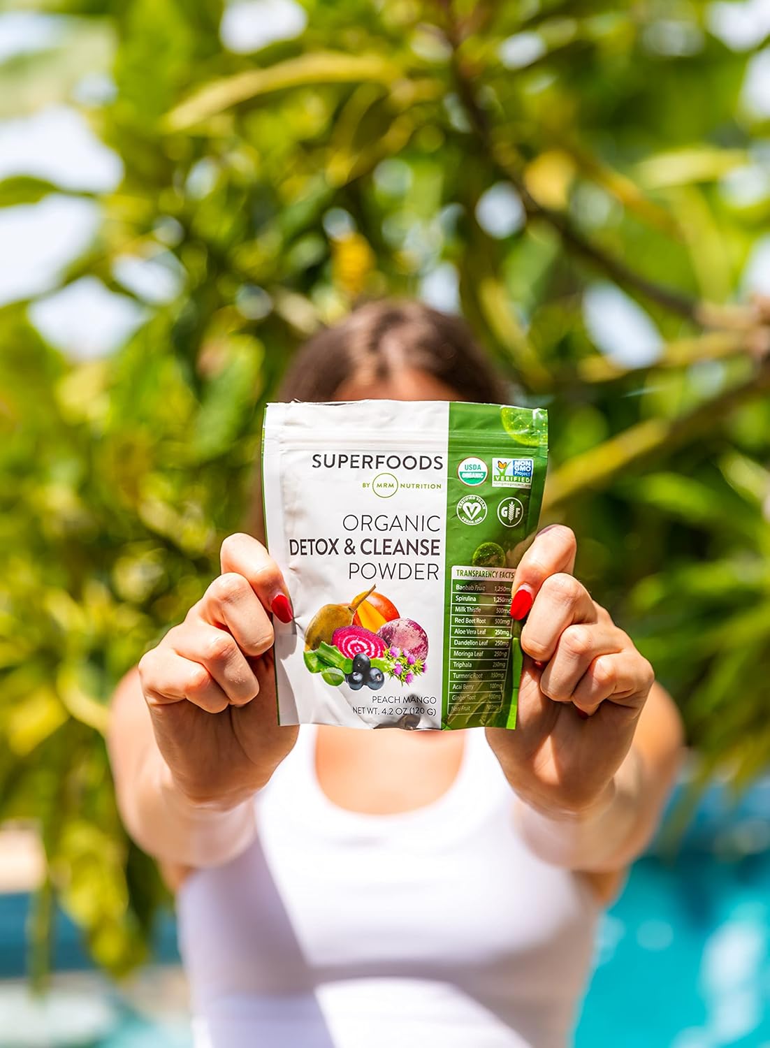 Organic Peach Mango Detox Powder with Superfoods and Antioxidants - Gentle Daily Cleanse (15 Servings) - BoostGo Australia