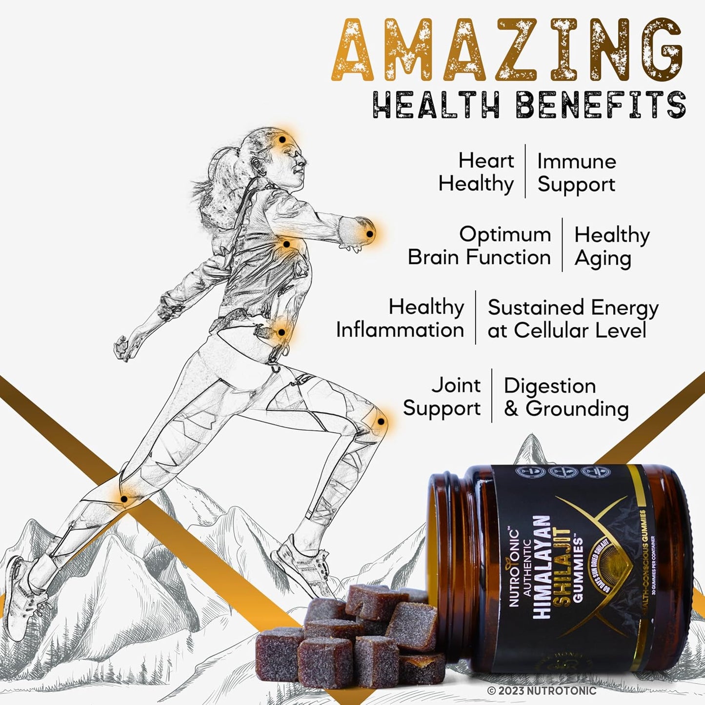 Organic Peach & Vanilla Flavored Himalayan SHILAJIT Gummies with Manuka Honey MGO +263 | Boost Heart, Brain, Cellular Health | 30 Quality Gummies by NutroTonic LLC