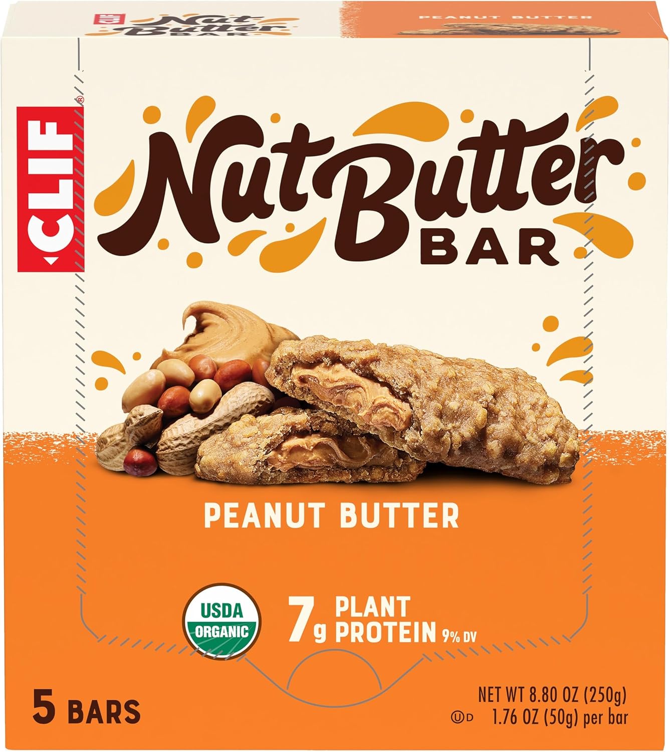 Organic Peanut Butter Filled Energy Bars - 1.76 oz. (5 Pack) - Non-GMO Plant-Based Snack