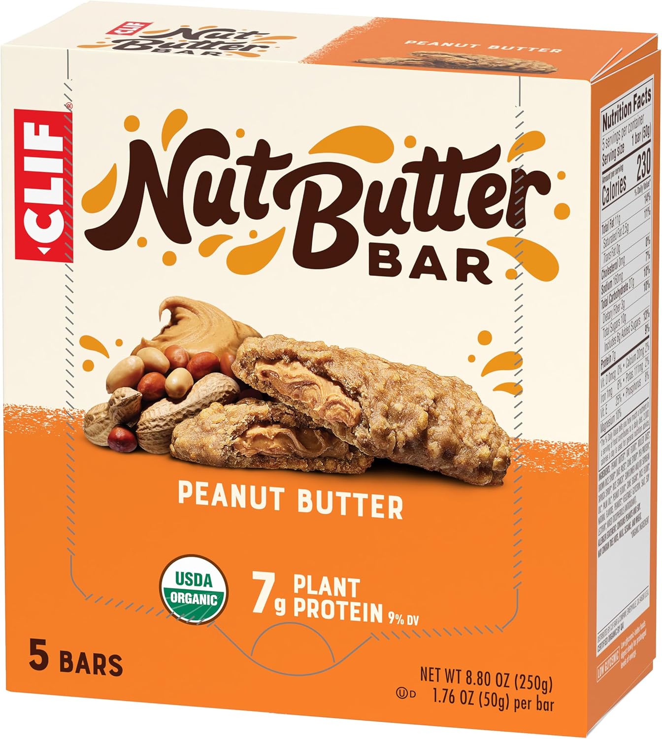 Organic Peanut Butter Filled Energy Bars - 1.76 oz. (5 Pack) - Non-GMO Plant-Based Snack