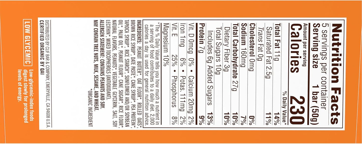 Organic Peanut Butter Filled Energy Bars - 1.76 oz. (5 Pack) - Non-GMO Plant-Based Snack