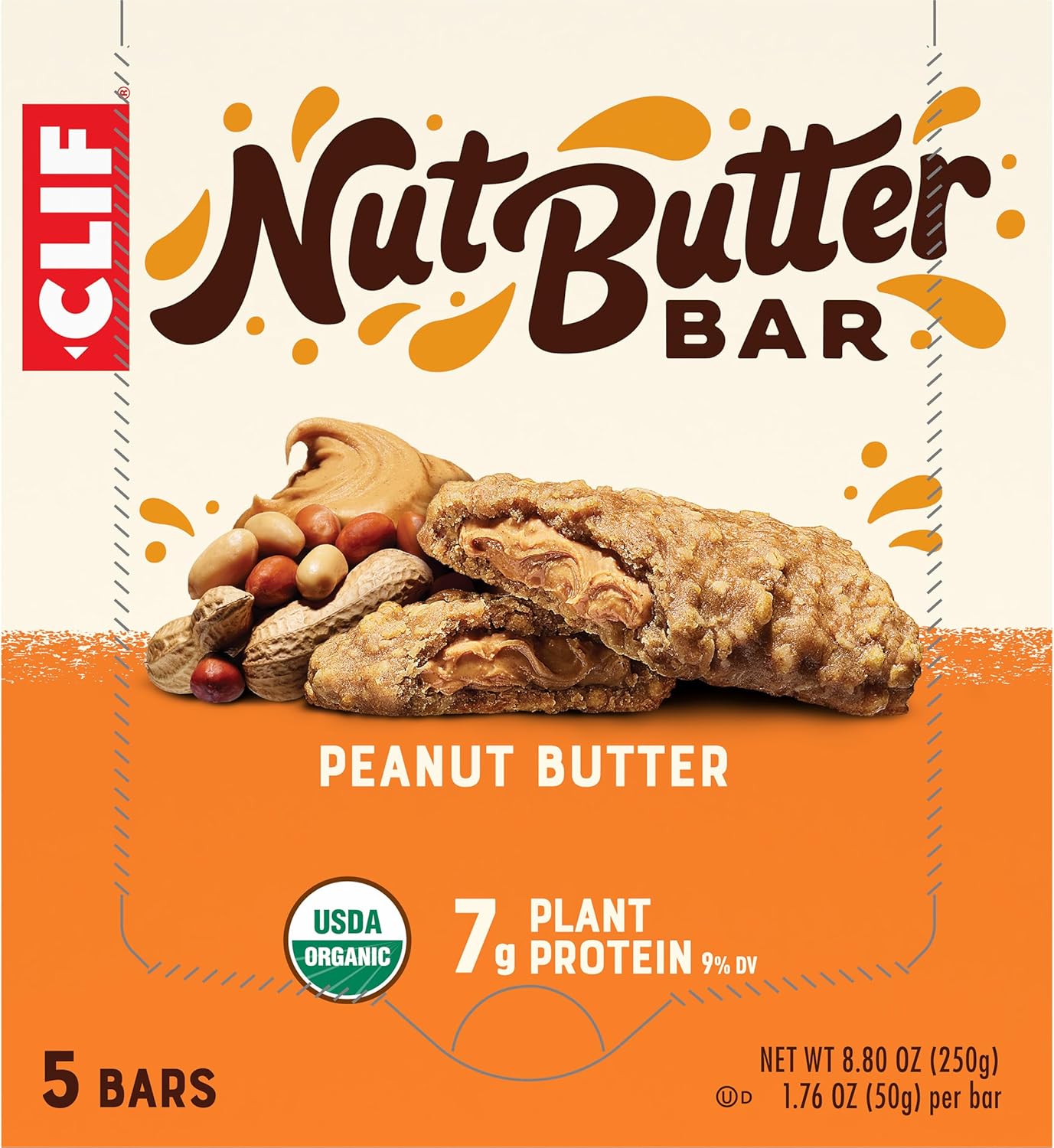 Organic Peanut Butter Filled Energy Bars - 1.76 oz. (5 Pack) - Non-GMO Plant-Based Snack