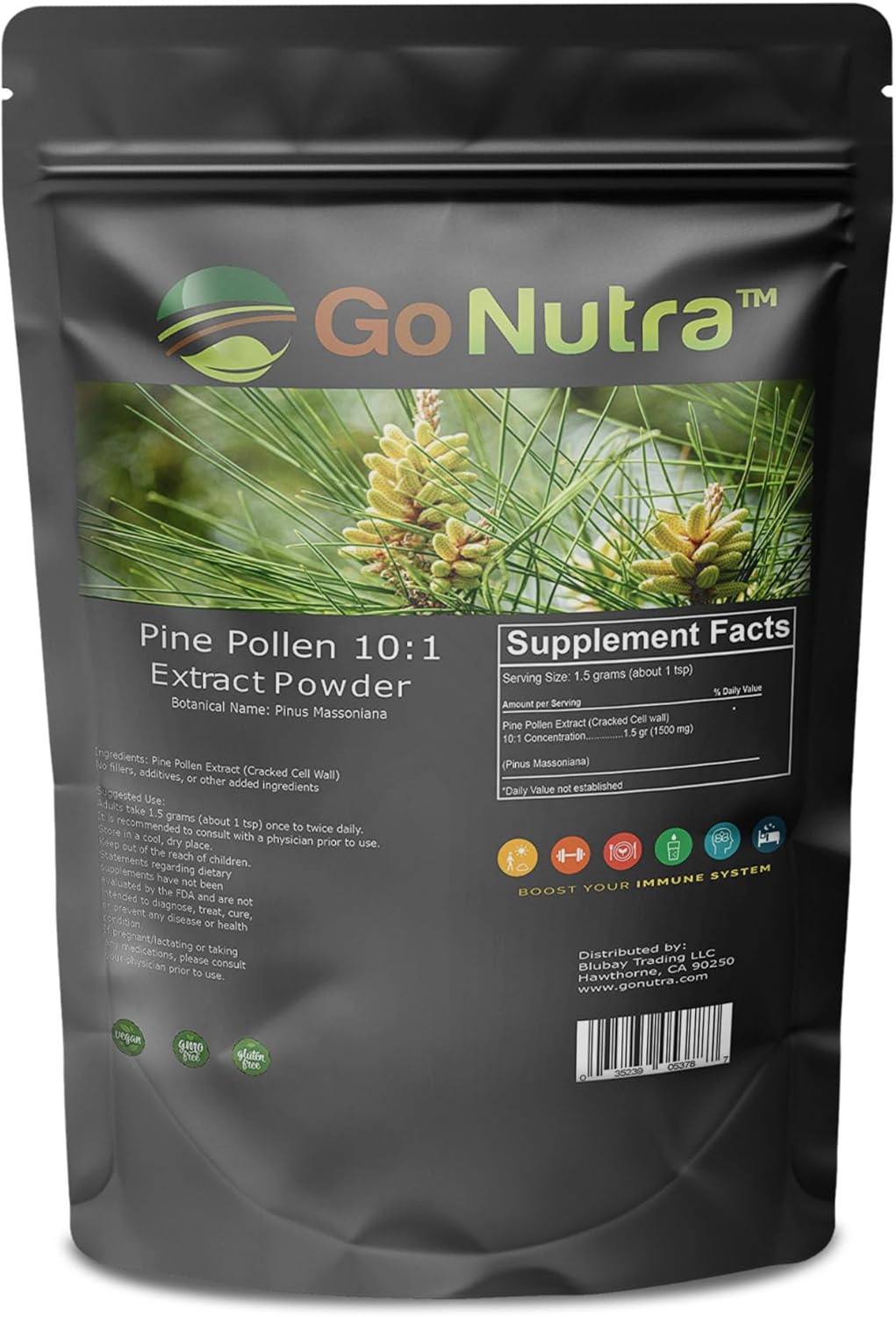 Organic Pine Pollen Powder - Pure 10:1 Masson Pine Tree Pollen for Tea, Coffee, Smoothies - Non-GMO, Vegan - 1 lb