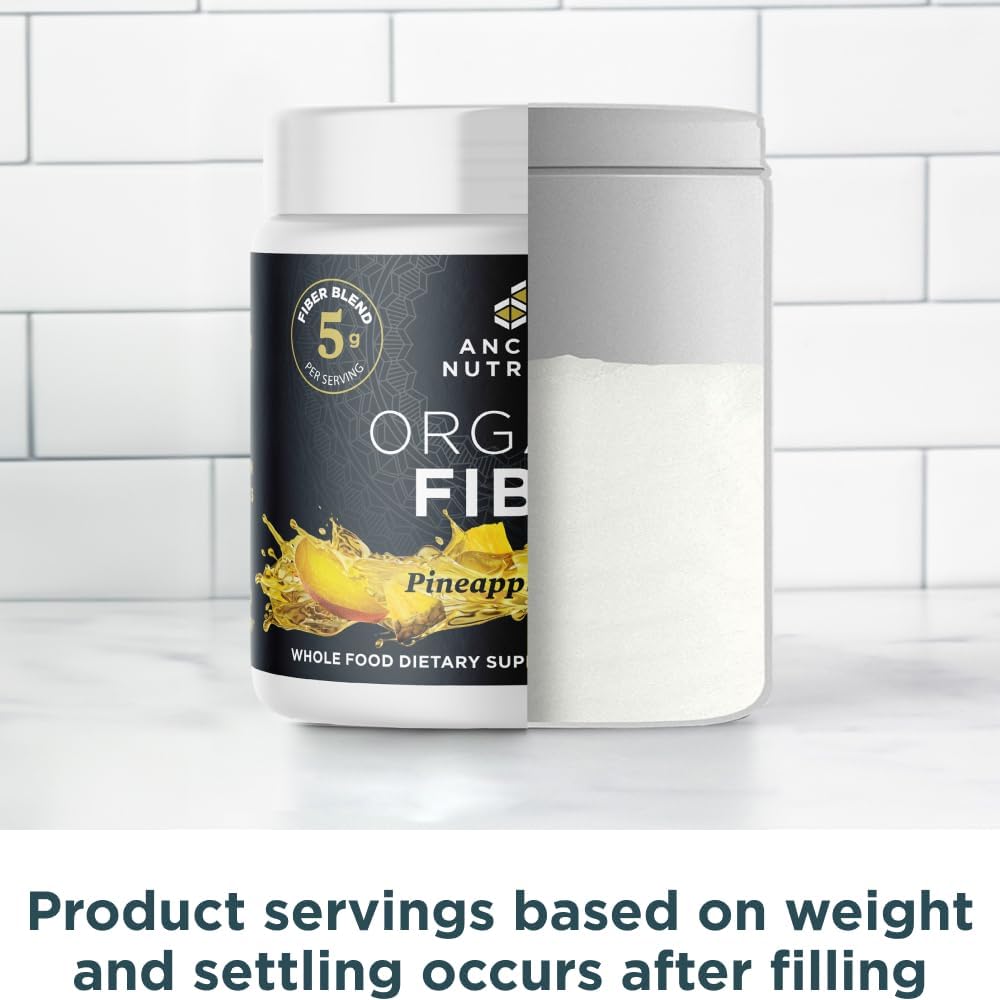 Organic Pineapple Mango Fiber Powder for Digestive Health, 6.4 oz, Soluble Fiber Blend from Acacia & Konjac Root