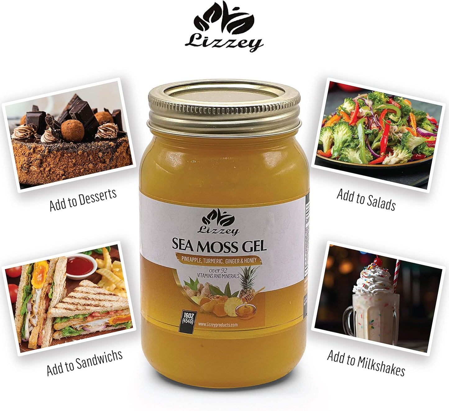 Organic Pineapple Sea Moss Gel with Turmeric & Ginger for Immune Health & Digestion, All-Natural Superfood Supplement for Men & Women