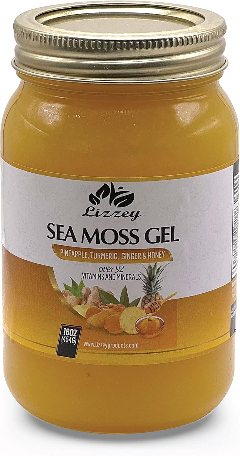 Organic Pineapple Sea Moss Gel with Turmeric & Ginger for Immune Health & Digestion, All-Natural Superfood Supplement for Men & Women