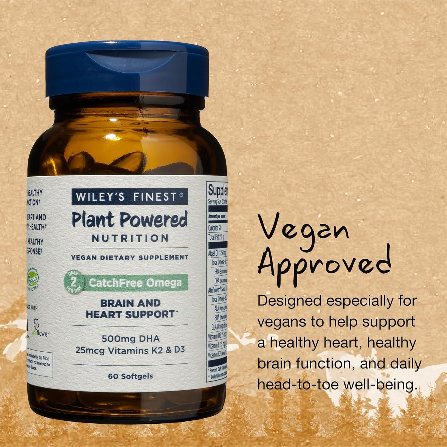 Organic Plant-Based Algae Oil Softgels - Vegan Omega-3 Supplement - Non-GMO Alternative to Fish Oil - Full Spectrum Liquid - 60 Servings