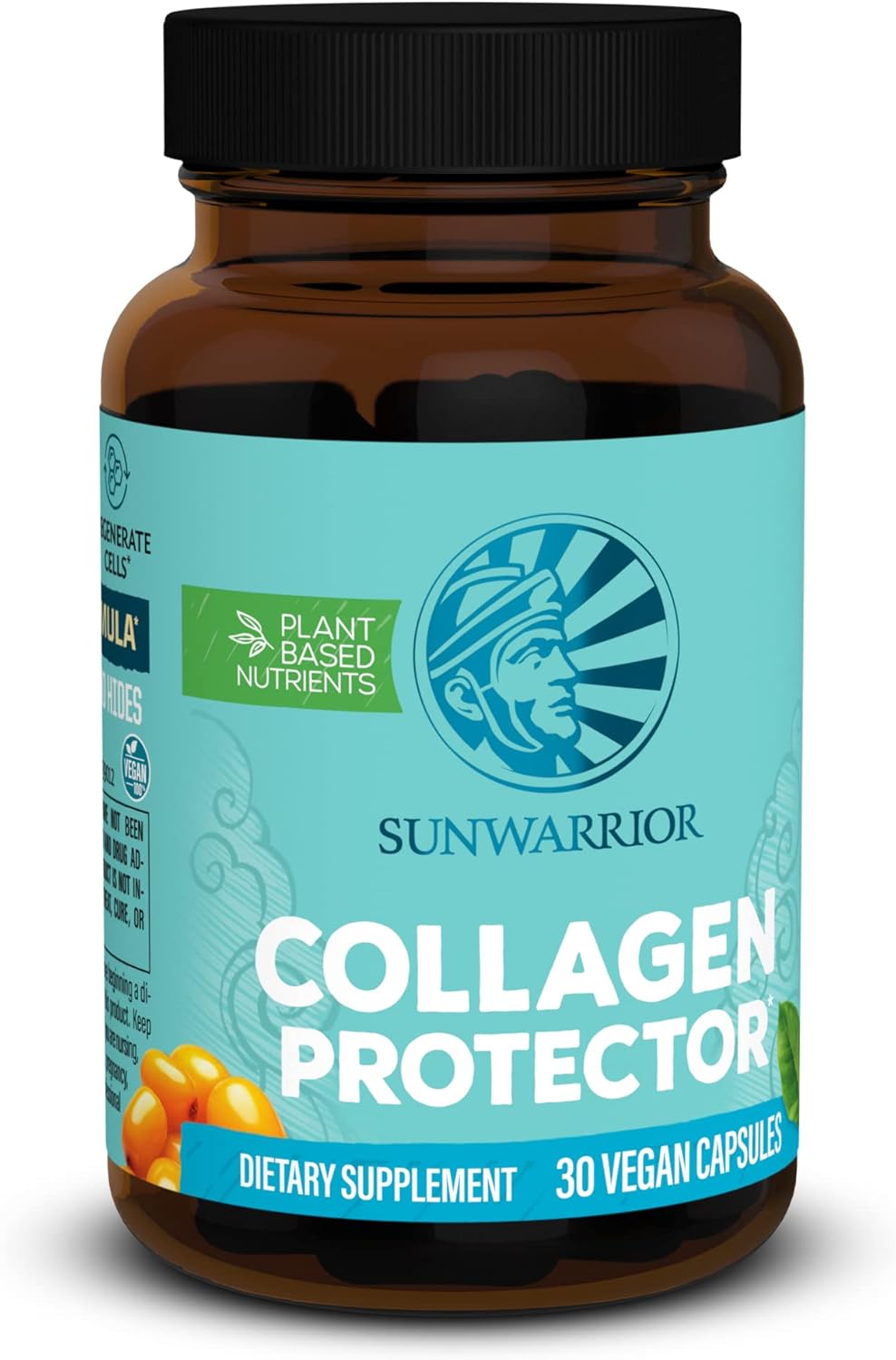 Organic Plant-Based Collagen Capsules with Sea Buckthorn & Ginseng Extract - 30CT Vegan Keto Supplement