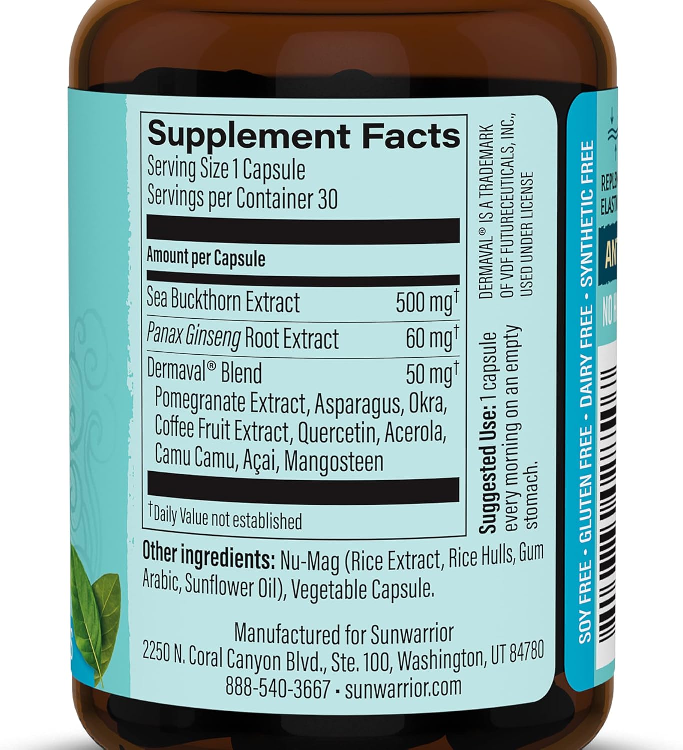 Organic Plant-Based Collagen Capsules with Sea Buckthorn & Ginseng Extract - 30CT Vegan Keto Supplement