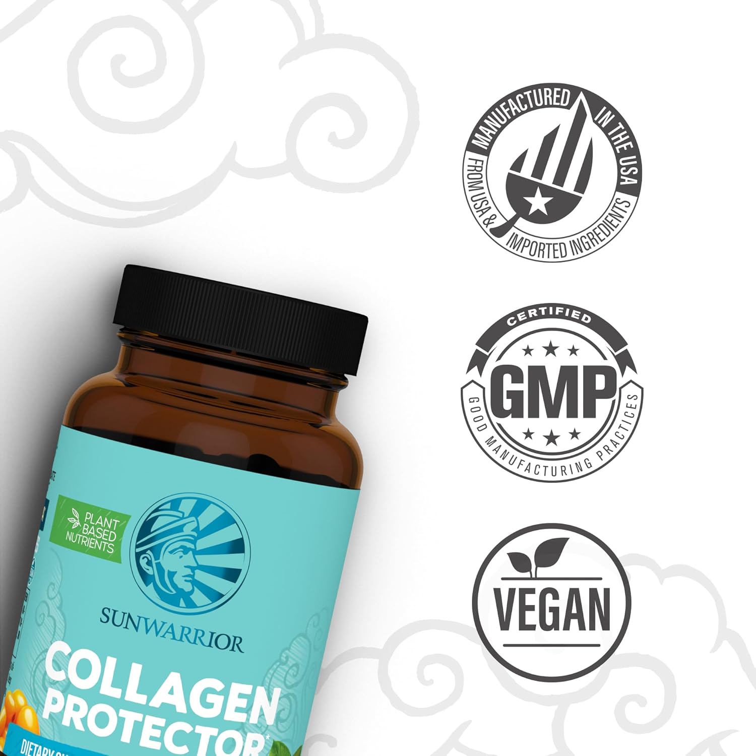 Organic Plant-Based Collagen Capsules with Sea Buckthorn & Ginseng Extract - 30CT Vegan Keto Supplement