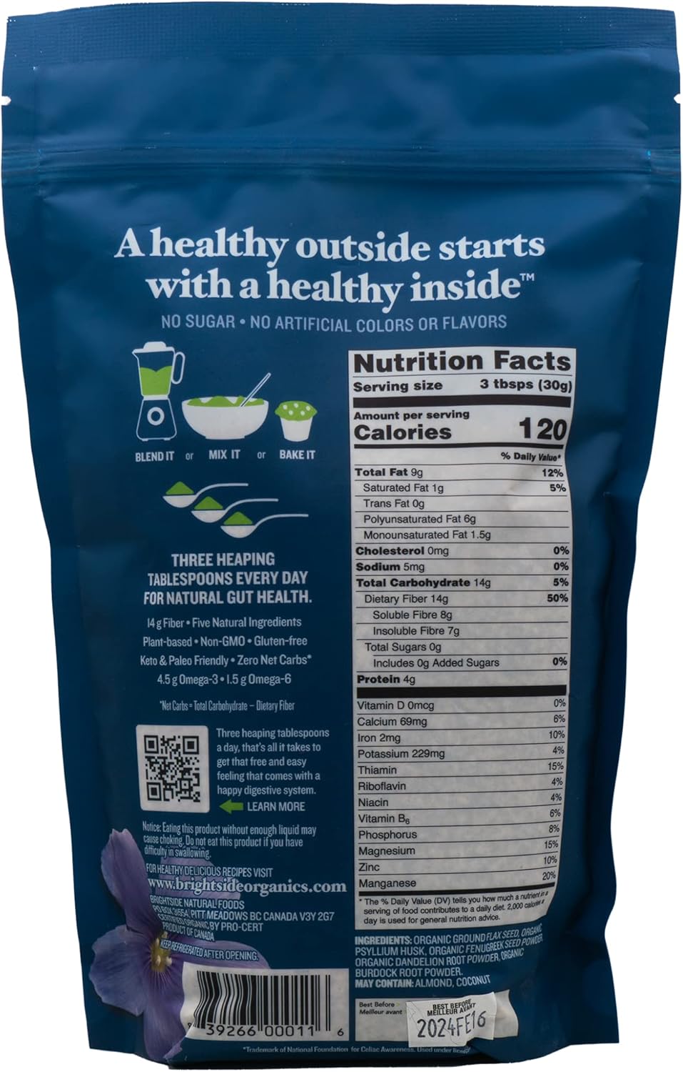 Organic Plant-Based Fiber Powder Supplement with Whole Food Ingredients, Natural Natura Fiber Formula