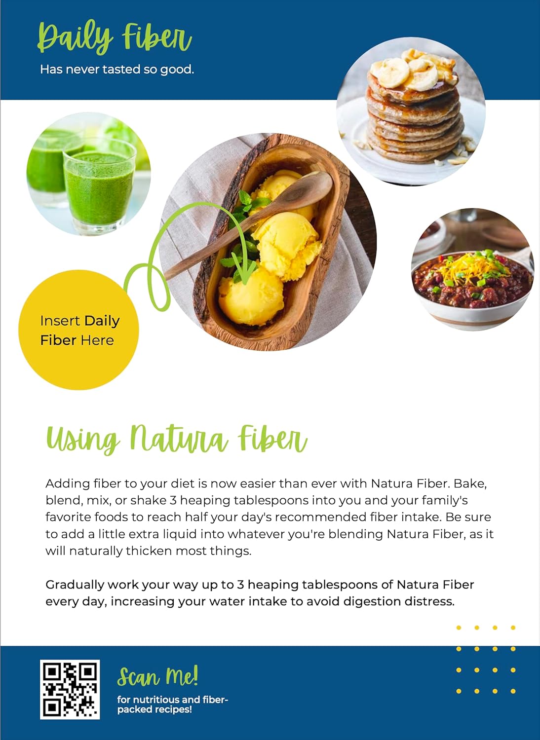 Organic Plant-Based Fiber Powder Supplement with Whole Food Ingredients, Natural Natura Fiber Formula