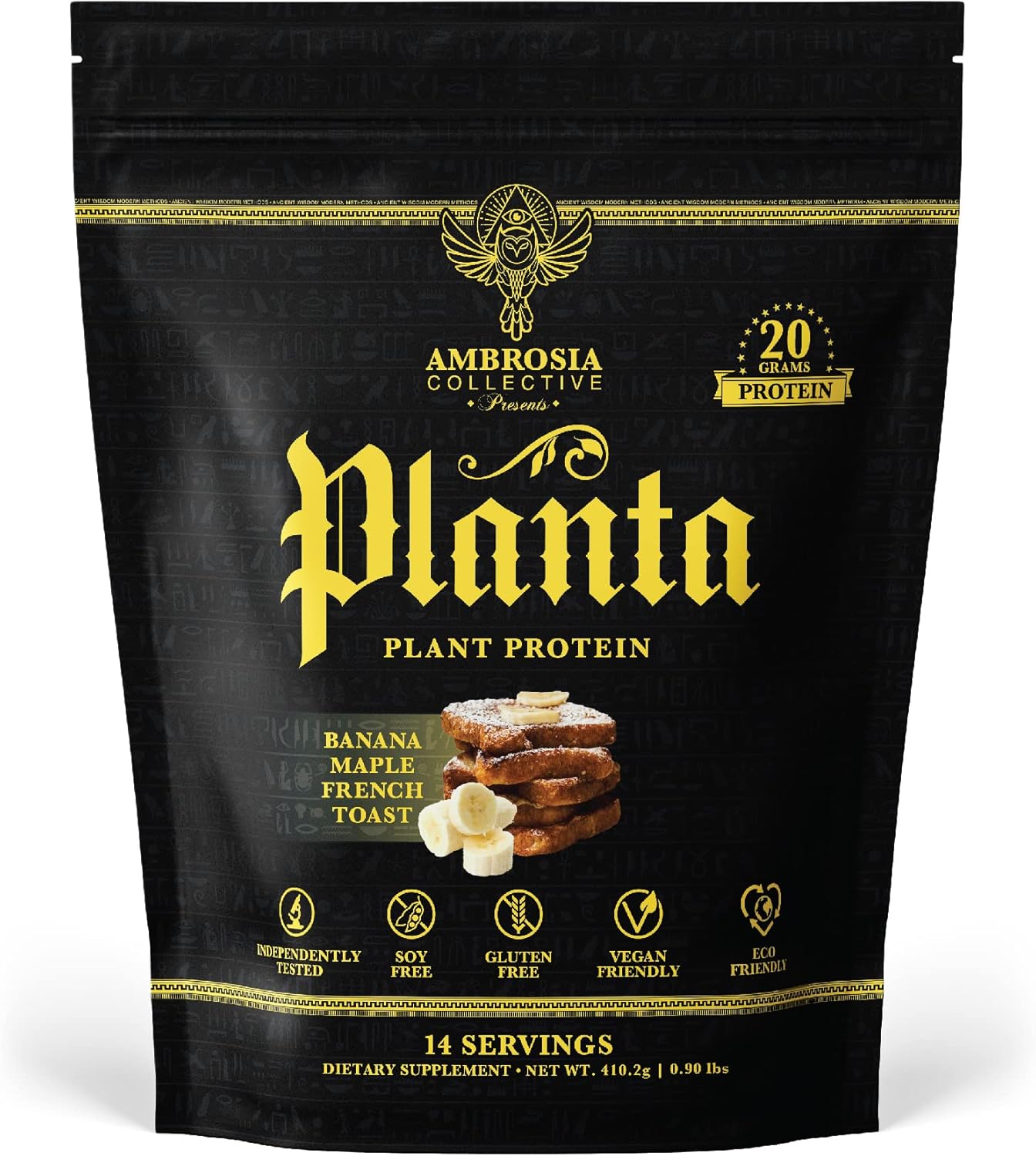 Organic Plant-Based Protein Powder - Vegan & Keto Friendly with Gourmet Banana Maple Flavor | No Added Sugar | 14 Servings | Non-Bloating Formula