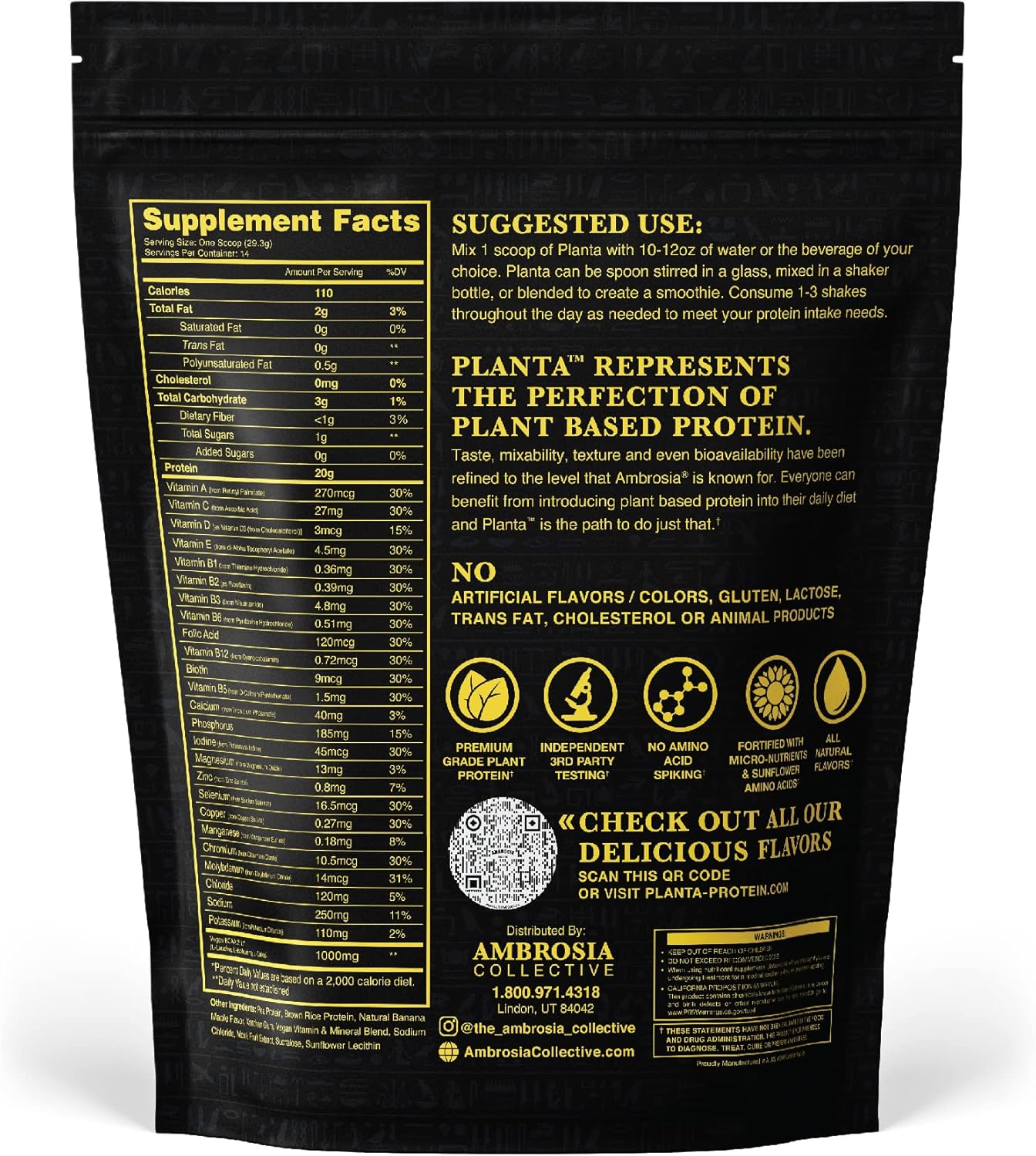 Organic Plant-Based Protein Powder - Vegan & Keto Friendly with Gourmet Banana Maple Flavor | No Added Sugar | 14 Servings | Non-Bloating Formula